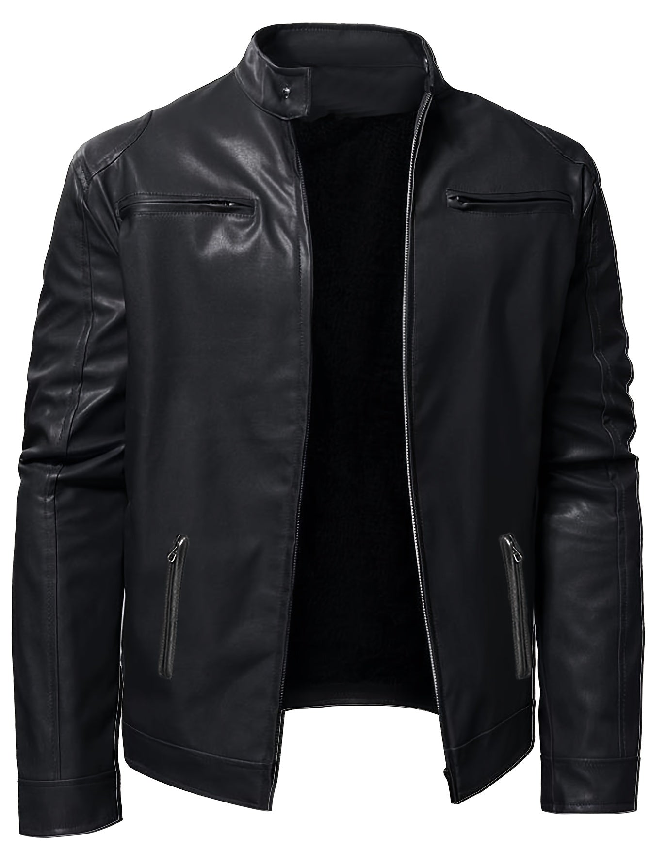 Men's PU Leather Biker Jacket For Spring Fall