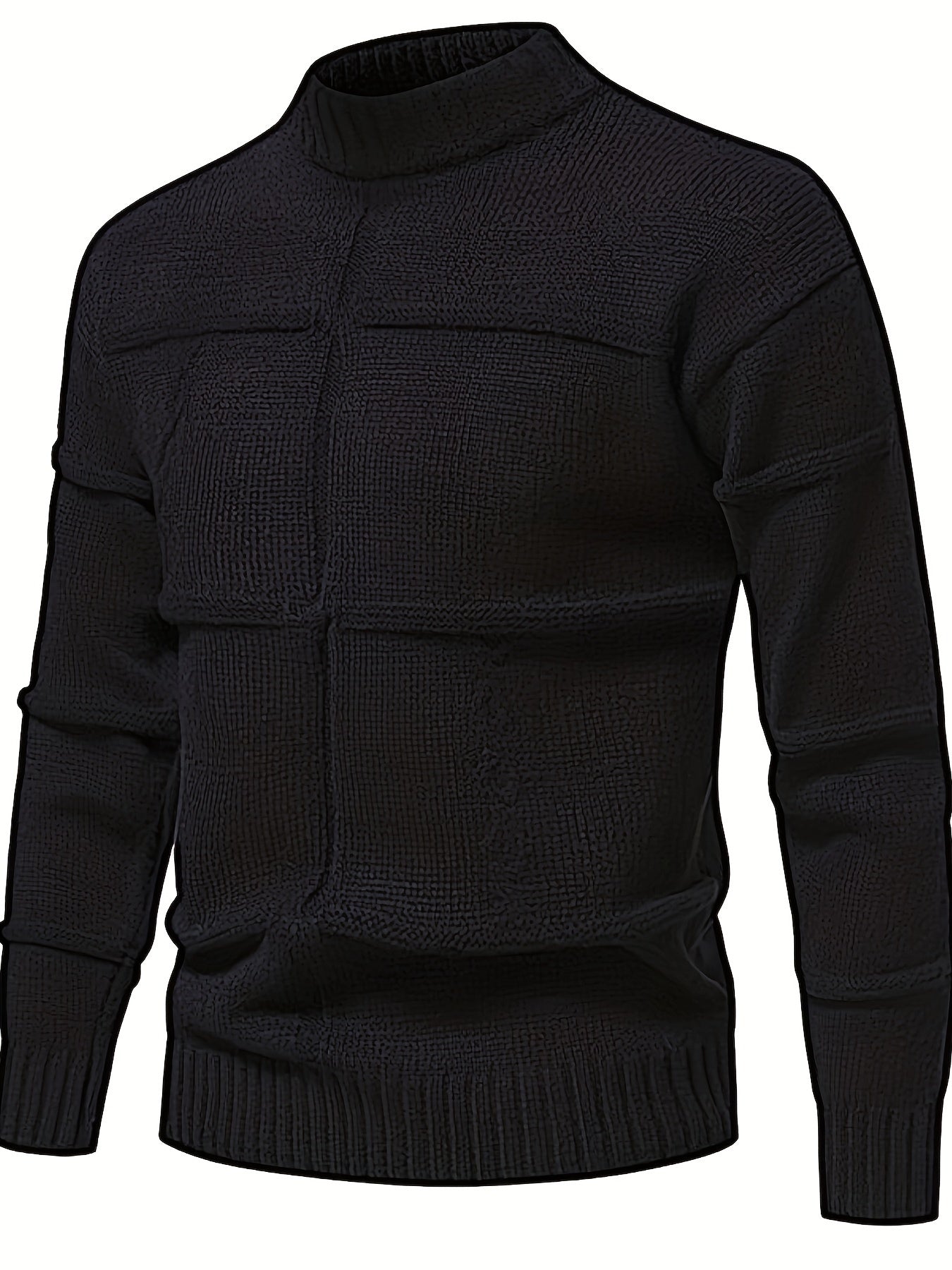 Men's Solid Knitted Pullover, Casual Long Sleeve Crew Neck Sweater For Fall Winter