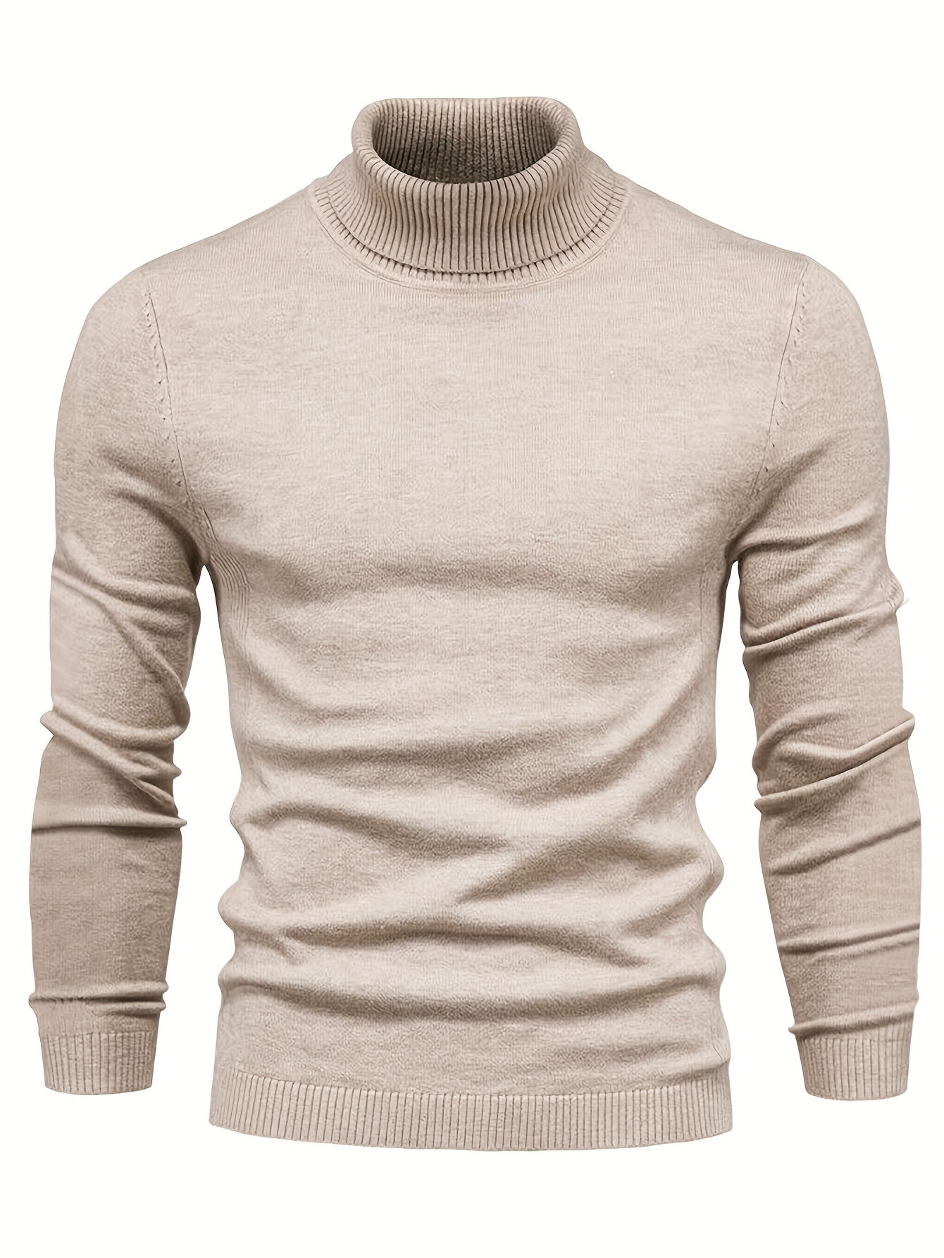 All Match Knitted Sweater, Men's Casual Warm Slightly Stretch Lapel Neck Pullover Sweater For Men Fall Winter