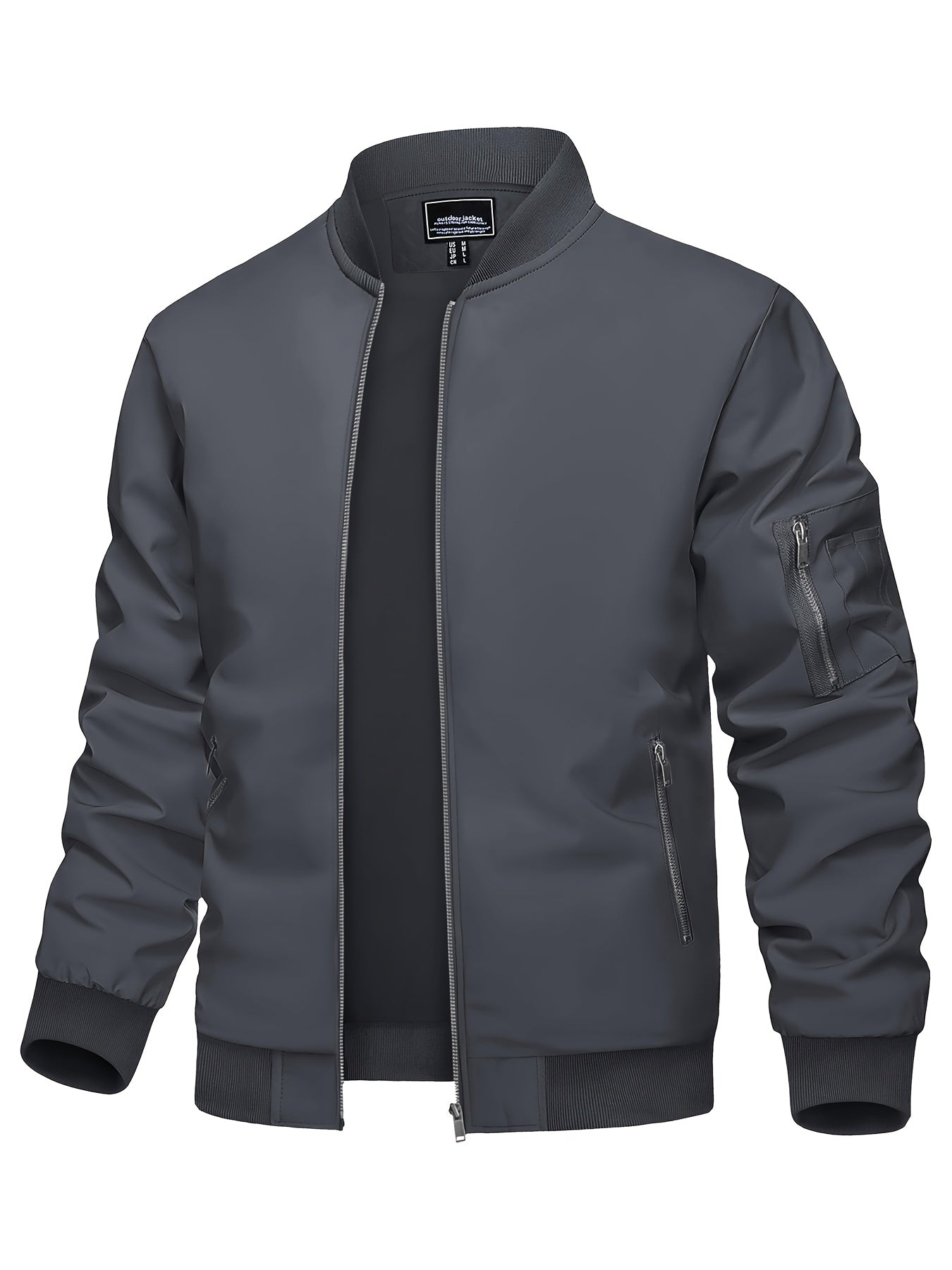 Men's Classic Thermal Bomber Jacket - Lightweight, Soft, Warm, and Windproof with Multi-Pockets, Stand Collar, and Zipper Closure - Perfect for Dating, Running, Party, Working, and Daily Wear in Spring and Fall Seasons