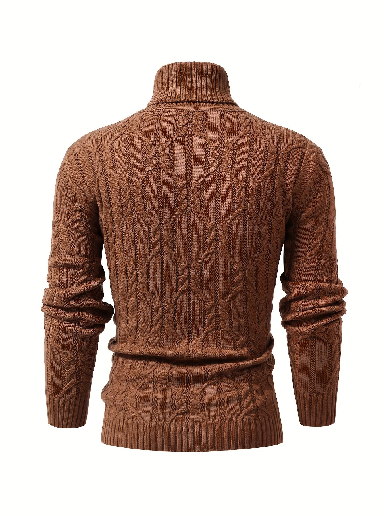 Mens Fashionable Comfortable Knitted Pullover - Stylish Long Sleeve Turtle Neck Top for Urban Adventures - Breathable, All-Day Wear for City Walks, Street Strolls & Outdoor Leisure