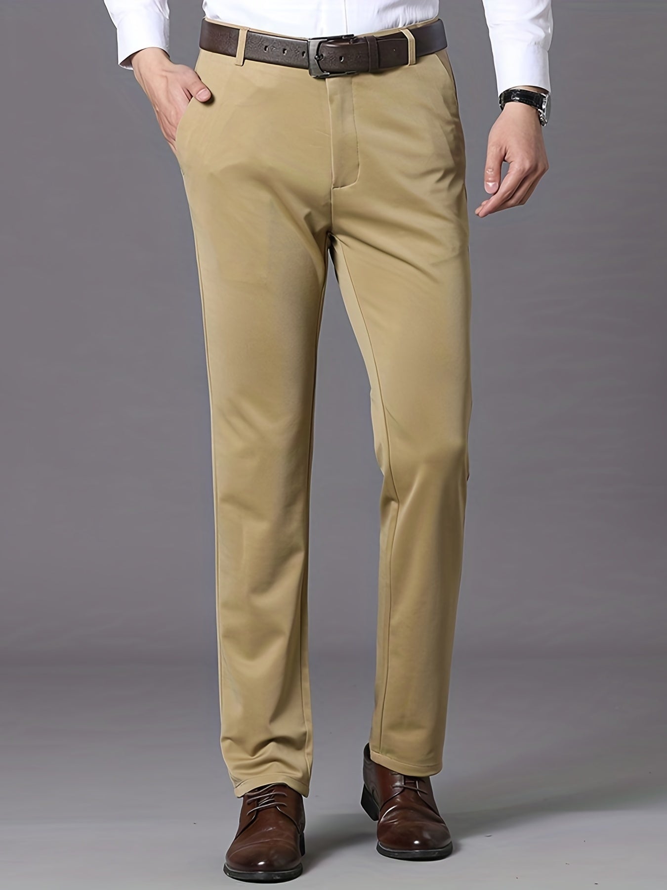 Elite Stretch Dress Pants - Classic Fit, Solid Colors, Slightly Stretchy, Breathable, Comfortable, Business Casual, Old Money Style, Perfect for Spring and Summer - Men's Formal Wear