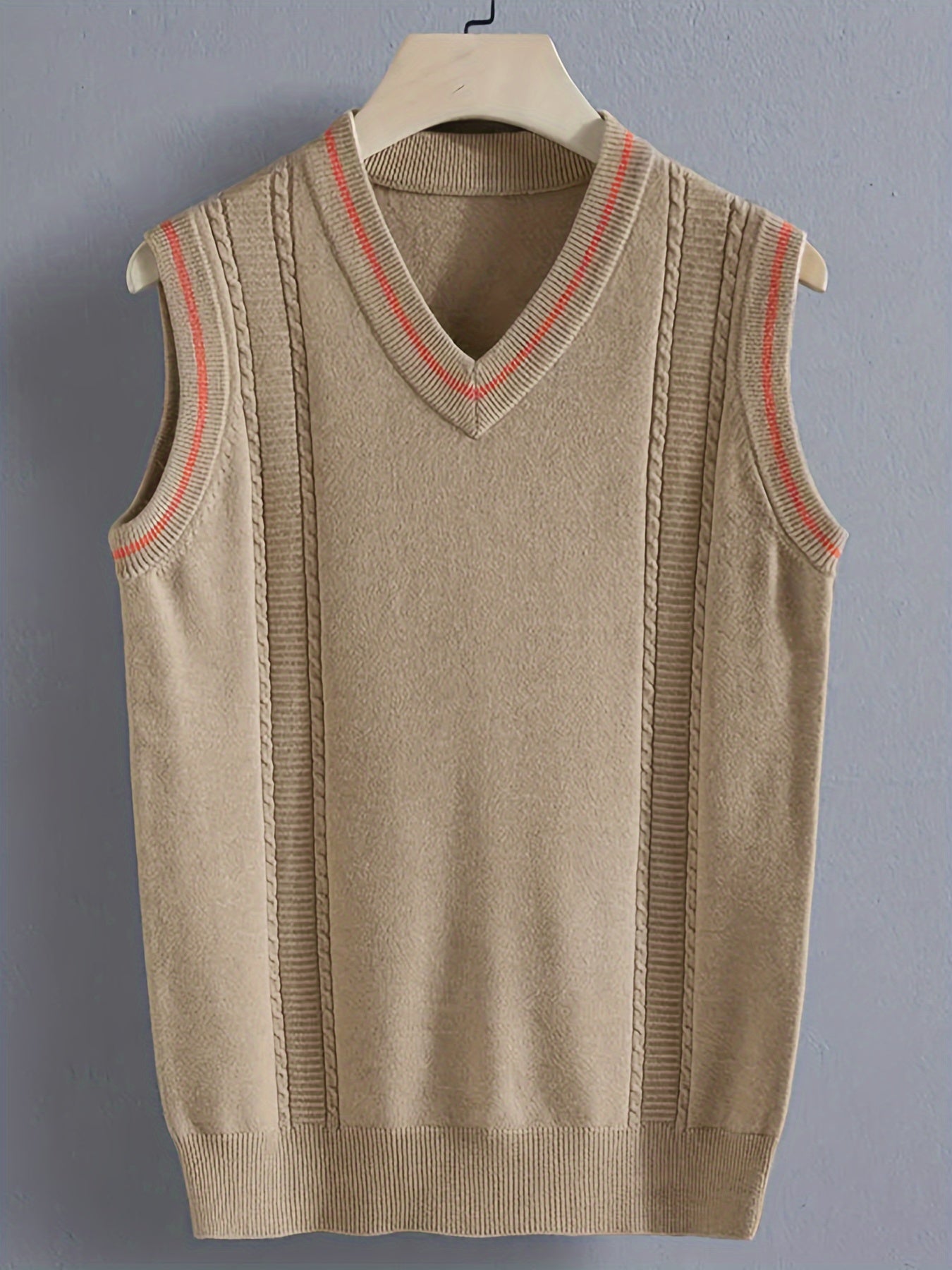 Cozy V-Neck Sleeveless Knit Vest for Men - Soft, Breathable, and Versatile Casual Wear for Fall and Winter - No Shirt Included