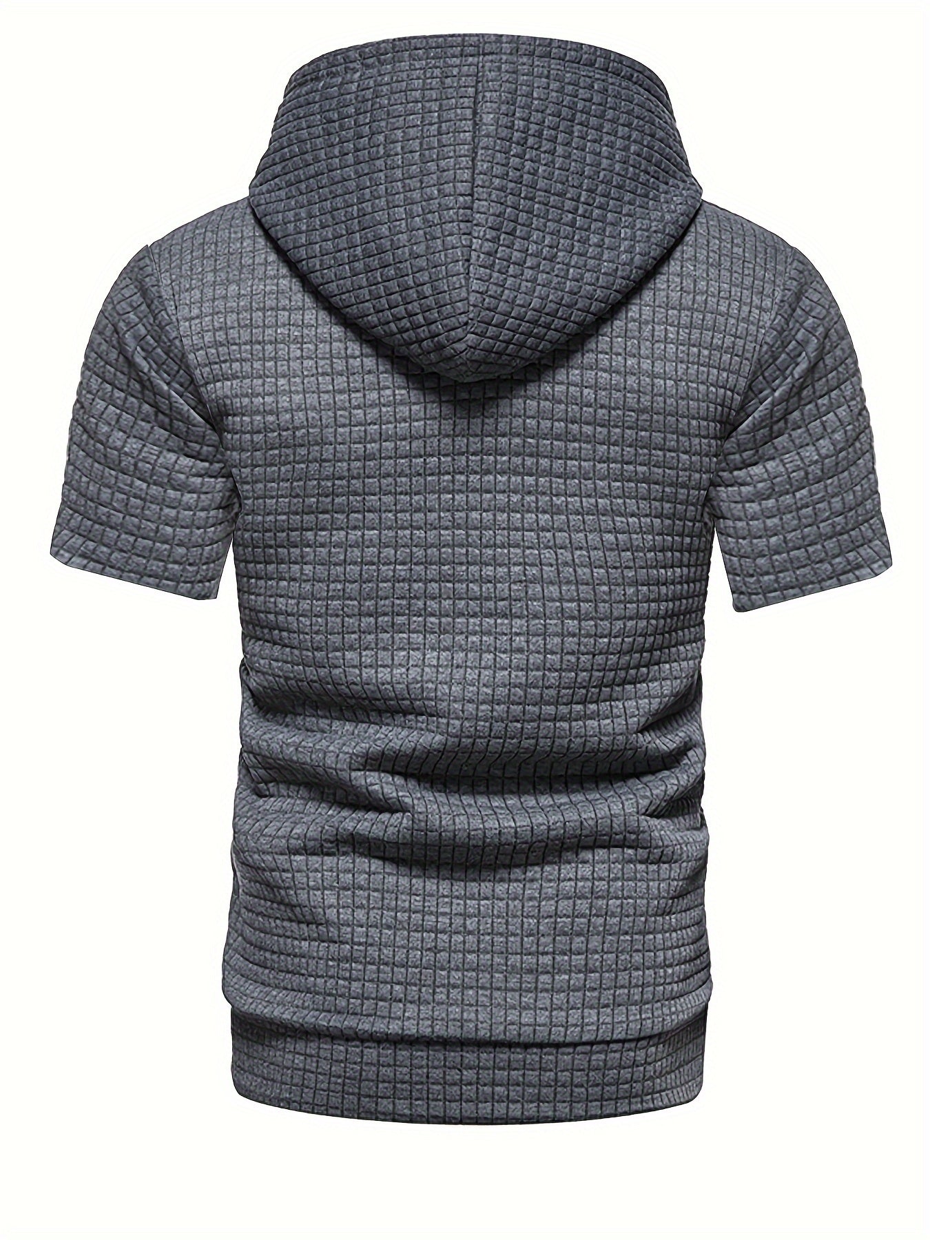 FORUWISH  -  Men's Chic Waffle Pattern Short Sleeve Hooded T-Shirt - Soft, Breathable, Casual Wear with Pocket and Relaxed Fit - Perfect for Daily Life, Outdoor Activities, and Travel