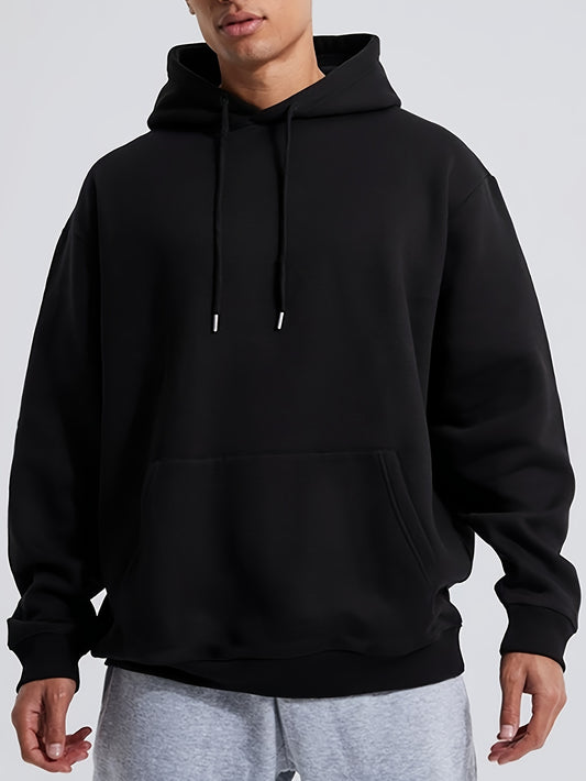 1 Piece Men's Casual Solid Basic Hooded Sweatshirt Streetwear For Winter Fall, As Gifts