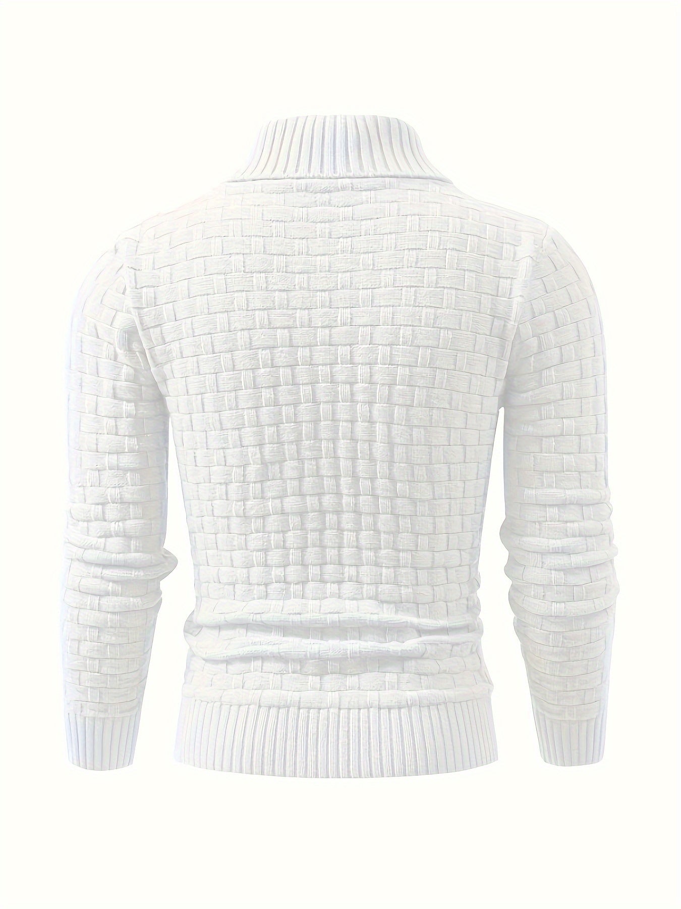 Men's Casual Knit Pullover Sweater with Button Detail, Lapel Collar, Long Sleeve, Polyester Fabric, Solid Color, High Stretch, Skinny Fit - Fall/Winter Collection