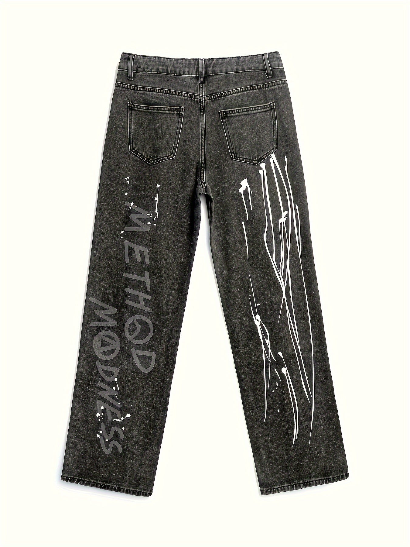 Trendy Doodles Embroidered Jeans - Comfortable, Durable, All-Season Streetwear Pants with Unique Style