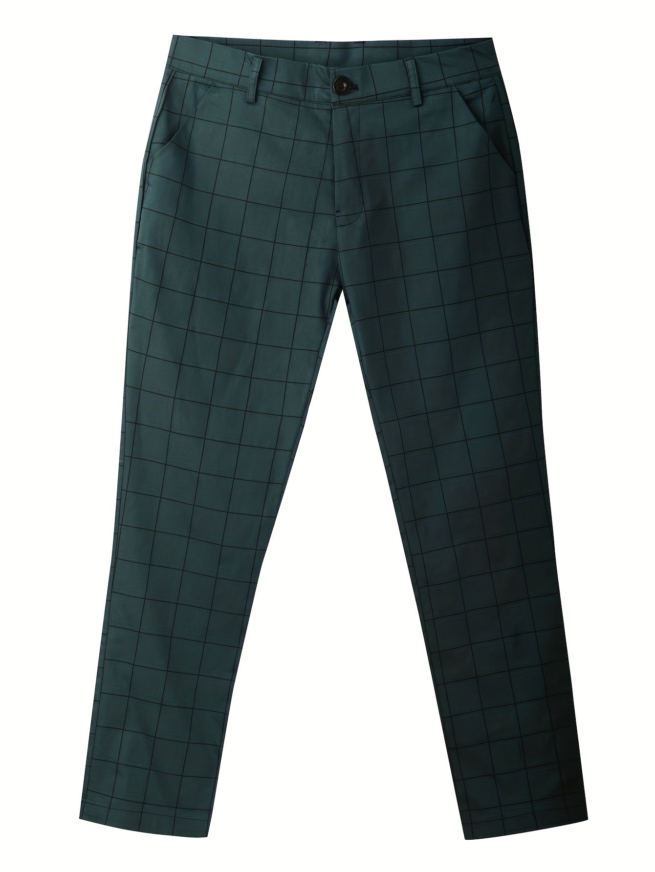 Elegant Plaid Slacks, Men's Casual Vintage Style Dress Pants For Business Banquet