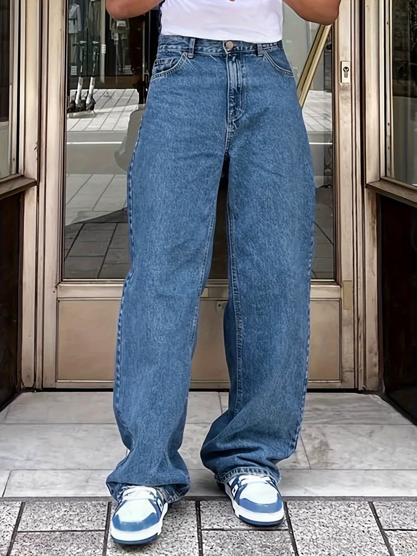 Men's Vintage-Inspired Baggy Jeans - Comfort Fit, High-Quality Denim, Perfect for Hip-Hop Style and Casual Streetwear