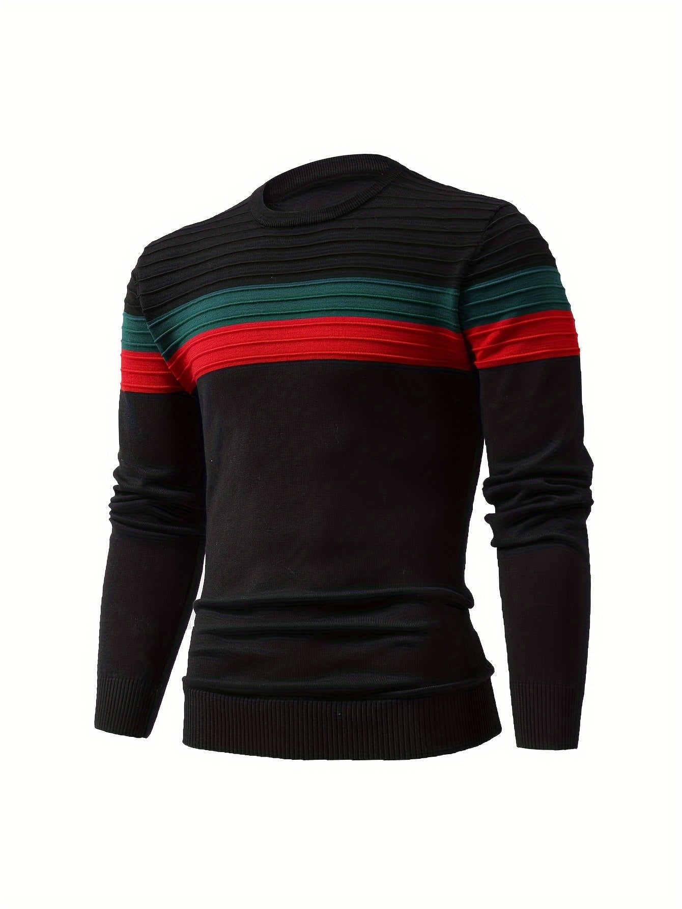 Mens Stylish Retro Striped Knit Sweater - Cozy Pullover for Winter & Fall - Versatile Streetwear, Perfect Gift Idea