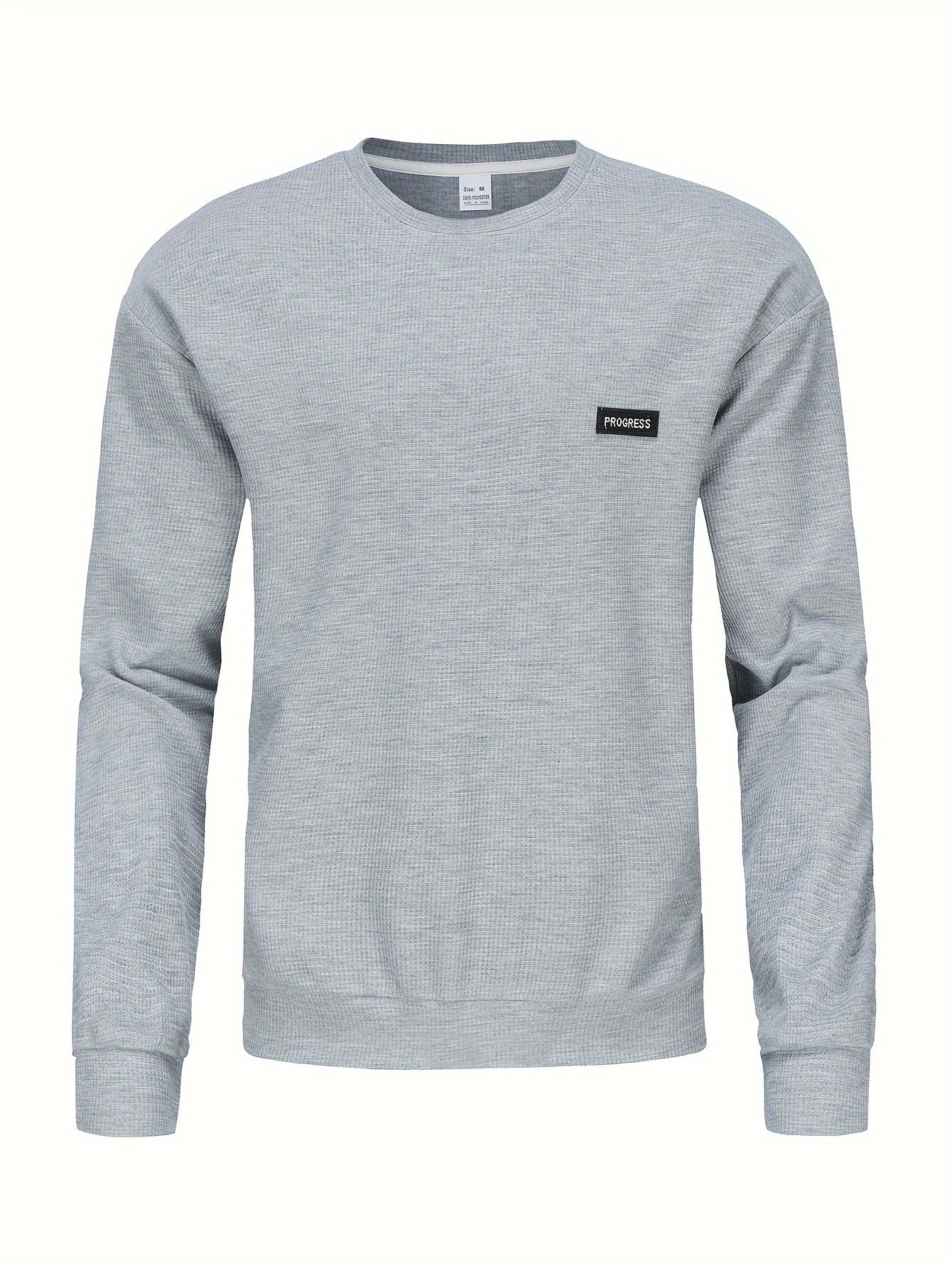 Men's Casual Crew Neck Sweatshirt - Comfortable, Breathable Knit, Durable Solid Color Top for Easy Outdoor Style