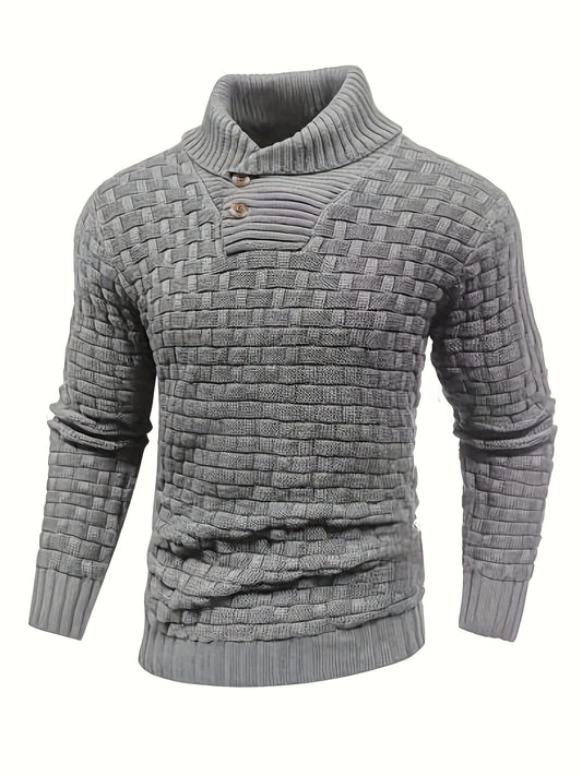 Men's Cozy Knit Slim Fit Sweater - Soft, Warm, High-Stretch, Shawl Collar, Casual Pullover for Fall and Winter - Perfect for Daily Wear, Outdoor Activities, and Gift Giving