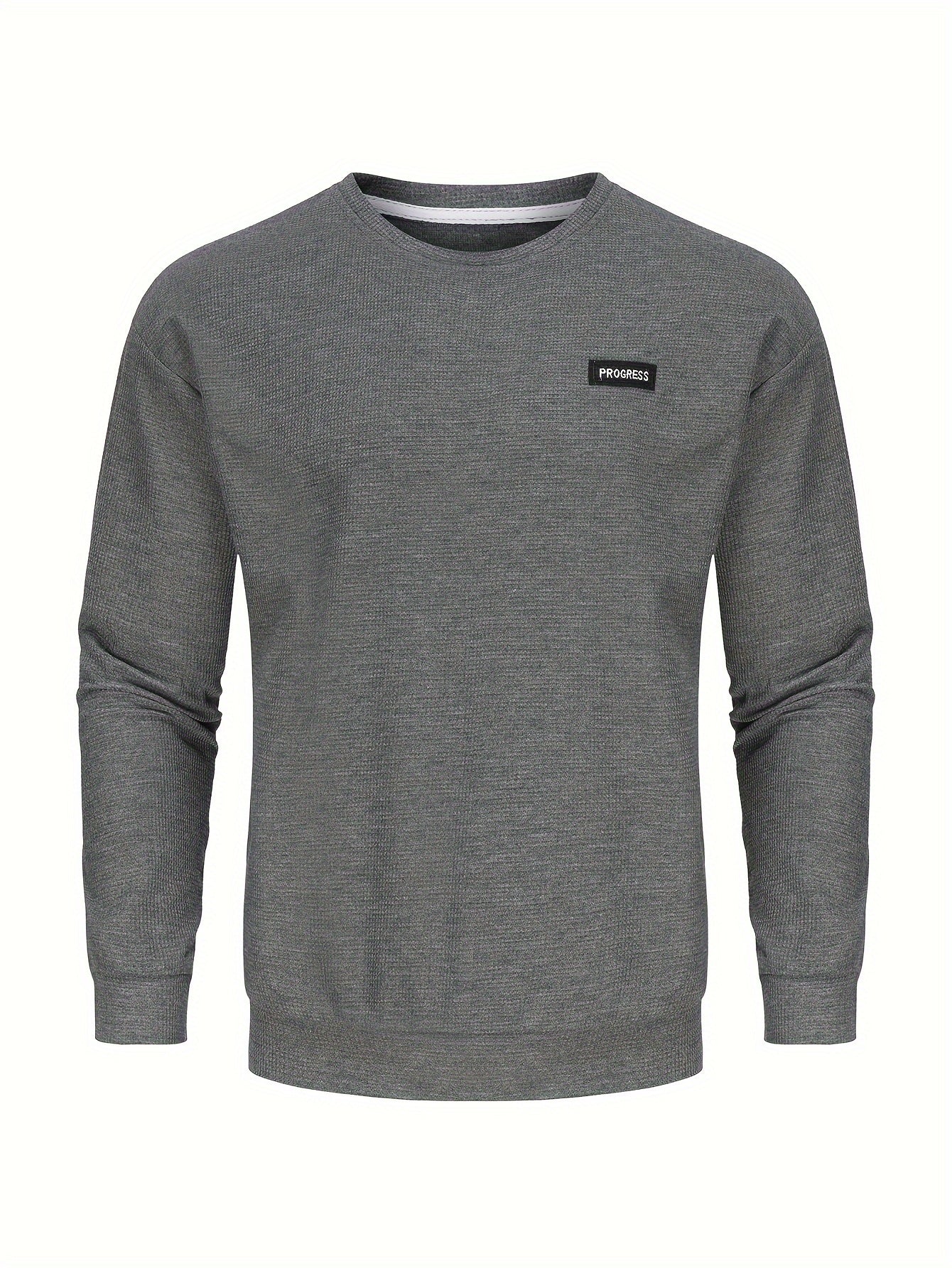 Men's Casual Crew Neck Sweatshirt - Comfortable, Breathable Knit, Durable Solid Color Top for Easy Outdoor Style