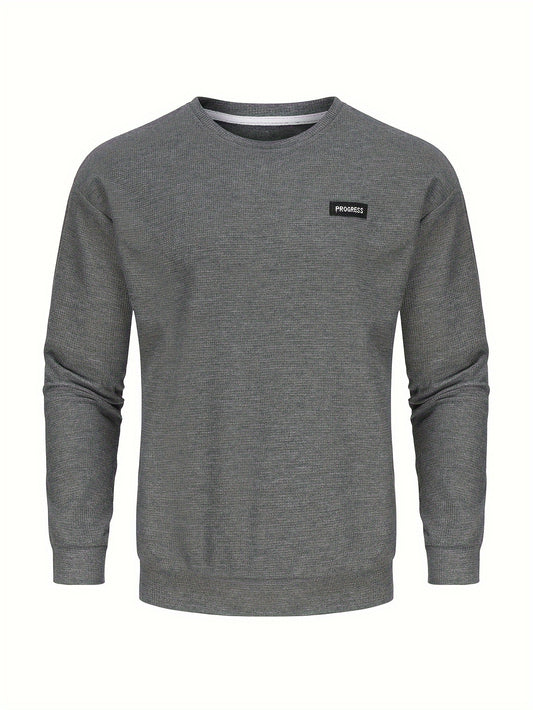 Men's Casual Crew Neck Sweatshirt - Comfortable, Breathable Knit, Durable Solid Color Top for Easy Outdoor Style