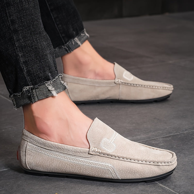 Grey Suede Luxury Comfort Slip-On Loafers for Men - Soft, Breathable, and Easy to Wear - Perfect for Casual Daily Life, Work, or Travel