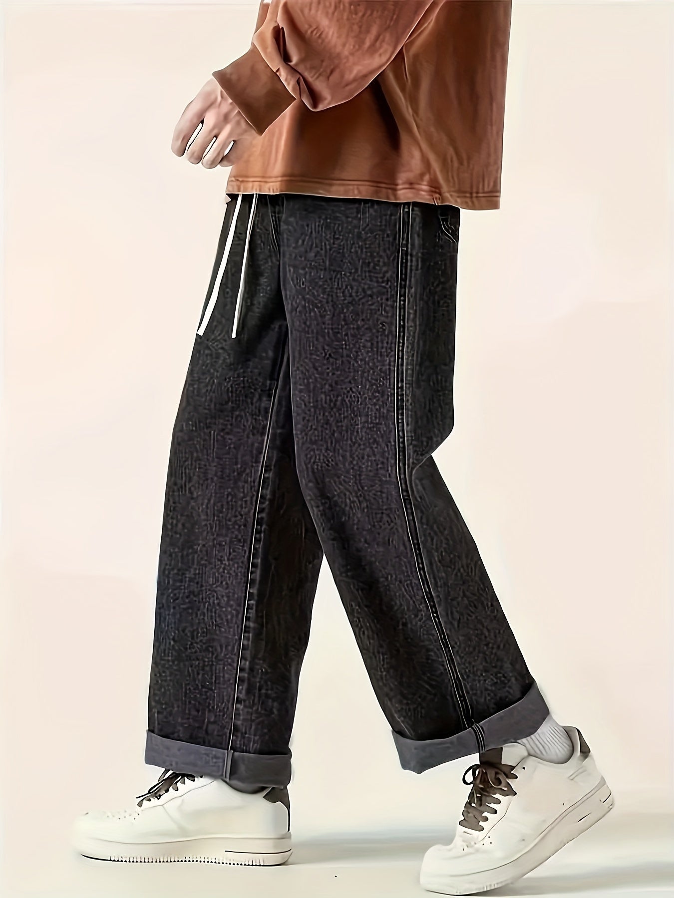 Stylish Leisure Wide Leg Denim Pants For Men, All-season Street Style Jeans