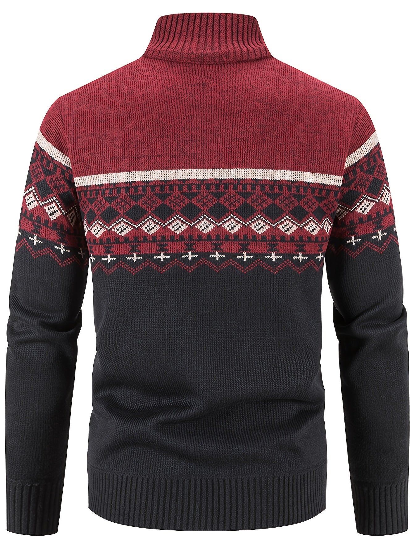 Men's Stand Collar, Knitting Thickened Warm Snowflake Cardigan