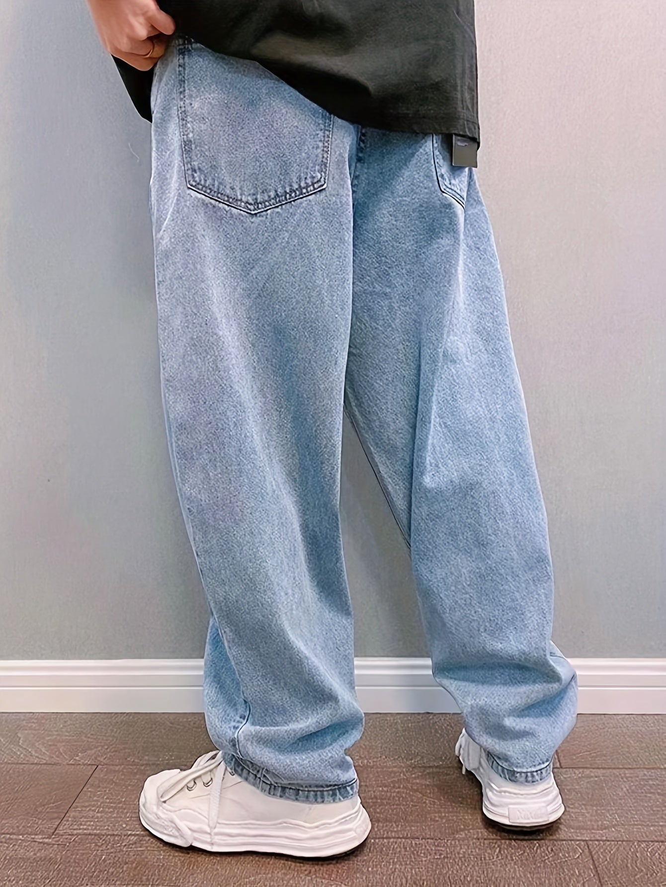 Relaxed Fit Wide Leg Denim Jeans for Men - Comfortable, Versatile, and Fashionable All-Season Pants with Loose Fit and Solid Color - Perfect for Leisure and Casual Occasions