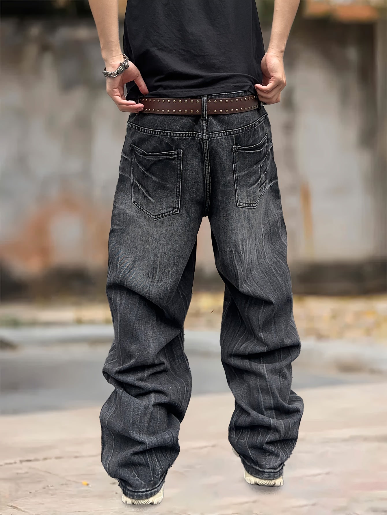 Men's Loose Fit Wide Leg Jeans, Men's Stylish Comfy Denim Pants, Versatile For Four Seasons