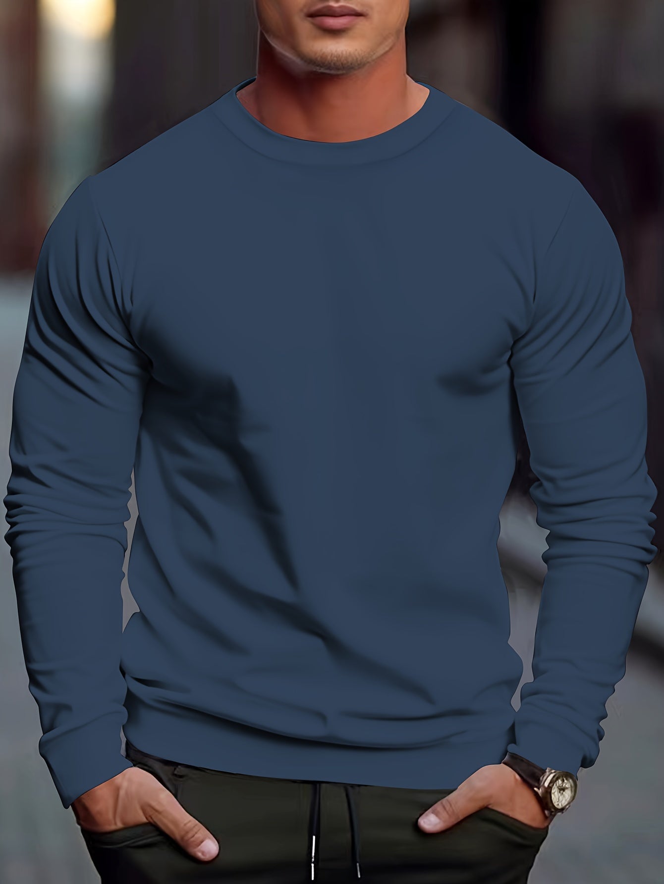 Cozy Fit Solid Crew Neck Sweatshirt - Active Sweatshirts for Men - Soft, Breathable, Casual Pullover for Fall and Winter - Perfect for Outdoor Activities