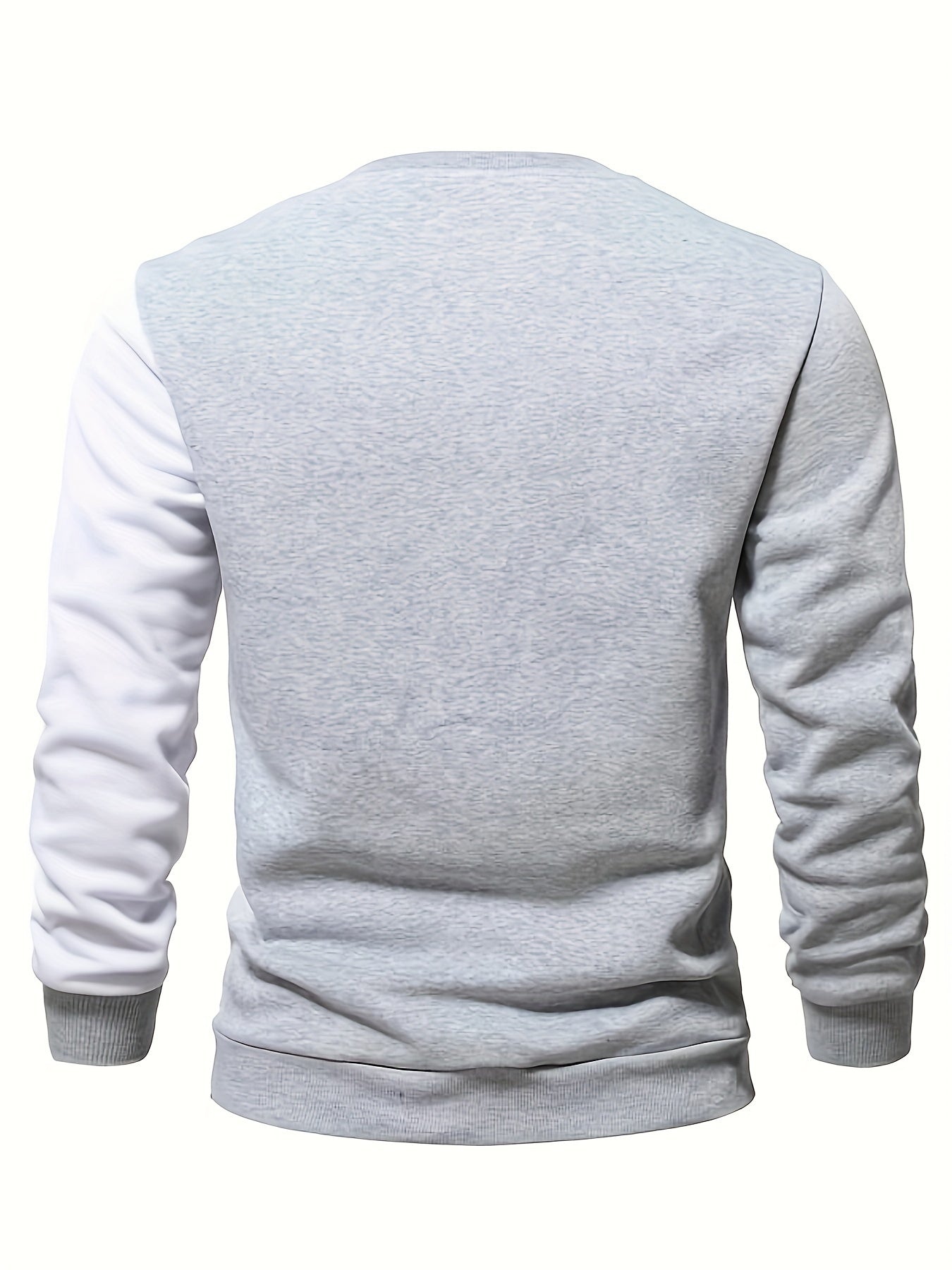 Mens Crew Neck Solid Color Sweatshirt - Soft Slight Stretch Polyester Fabric, Regular Fit, Machine Washable, Casual Trendy Design for Fall Winter