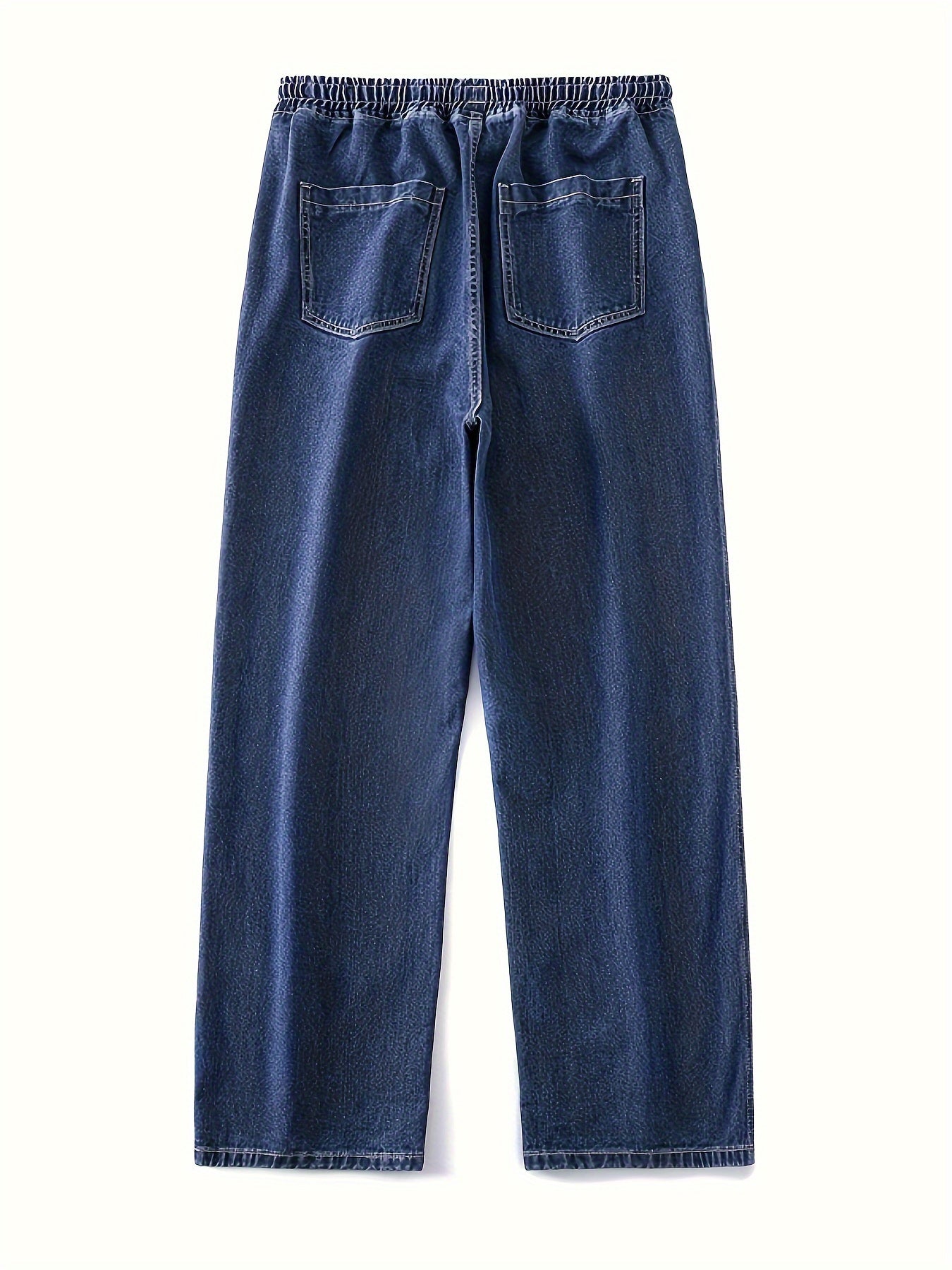 Trendy Teen's High-Waisted Denim - Breathable, Loose-Fit Streetwear Pants with Ombre Design, Elastic & Drawstring Waist