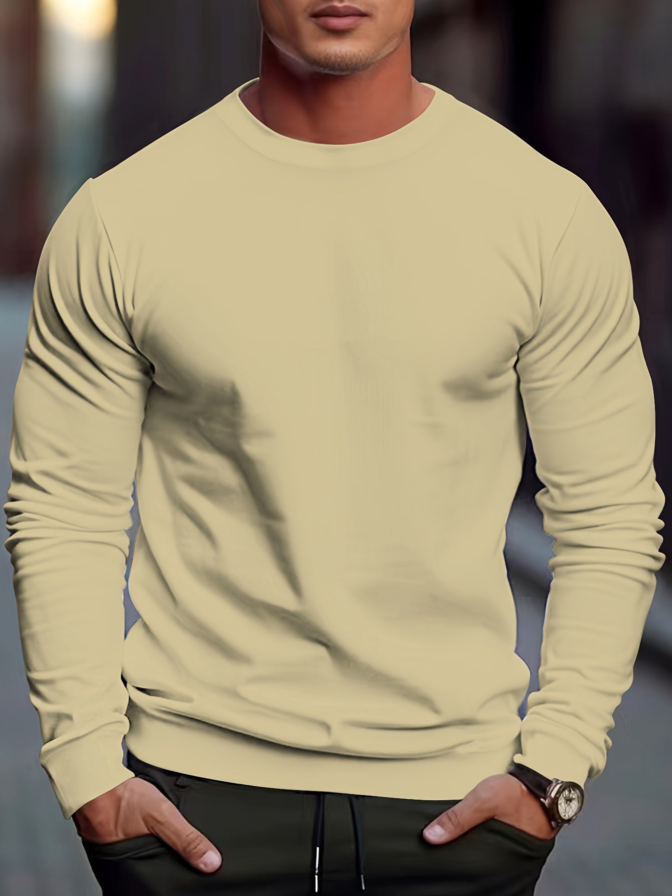 Cozy Fit Solid Crew Neck Sweatshirt - Active Sweatshirts for Men - Soft, Breathable, Casual Pullover for Fall and Winter - Perfect for Outdoor Activities