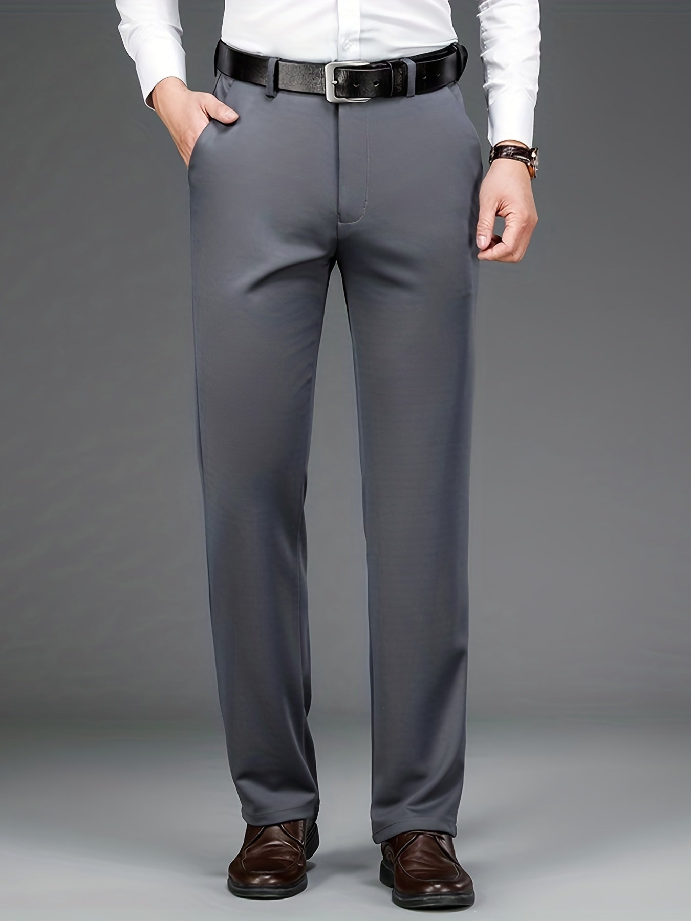 Elite Stretch Dress Pants - Classic Fit, Solid Colors, Slightly Stretchy, Breathable, Comfortable, Business Casual, Old Money Style, Perfect for Spring and Summer - Men's Formal Wear