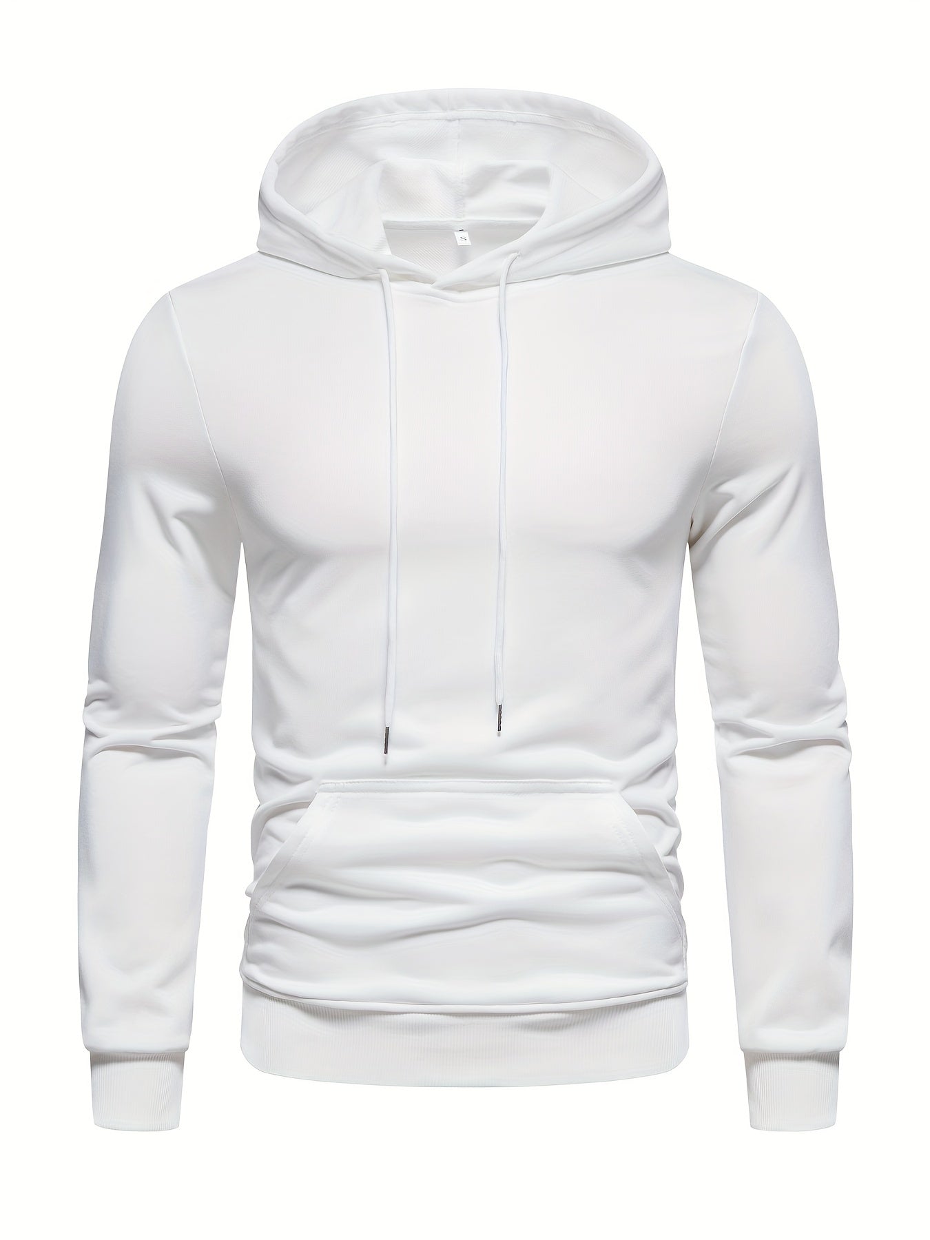 Mens Fashionable Solid Hoodie Sweatshirt - Athletic Street Style with Kangaroo Pocket - Warm & Versatile for Outdoor Sports, Autumn & Winter Wear