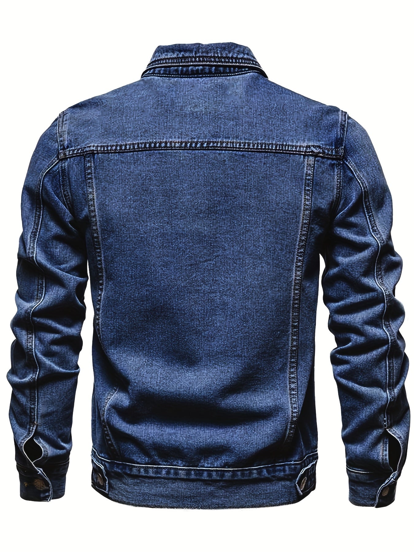 Men's Chic Denim Jacket, Street Style Lapel Button Up Multi Pocket Jacket Coat