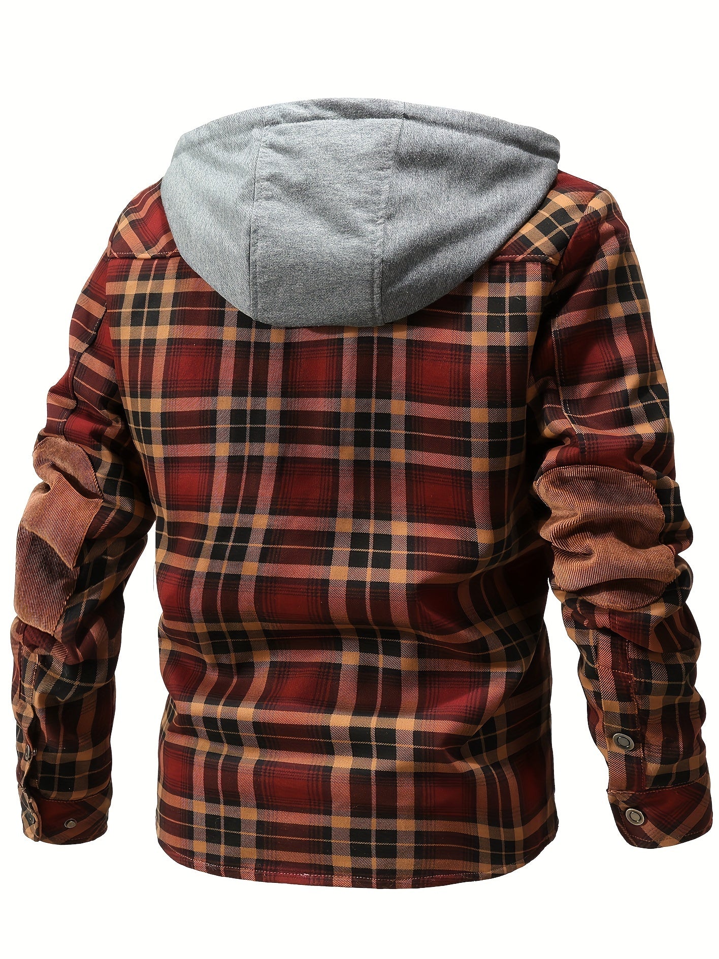 Men's Plaid Sherpa-Lined Hooded Jacket, Casual Style, Button Down Cozy Fleece Winter Coat, Warm Fashion Outerwear