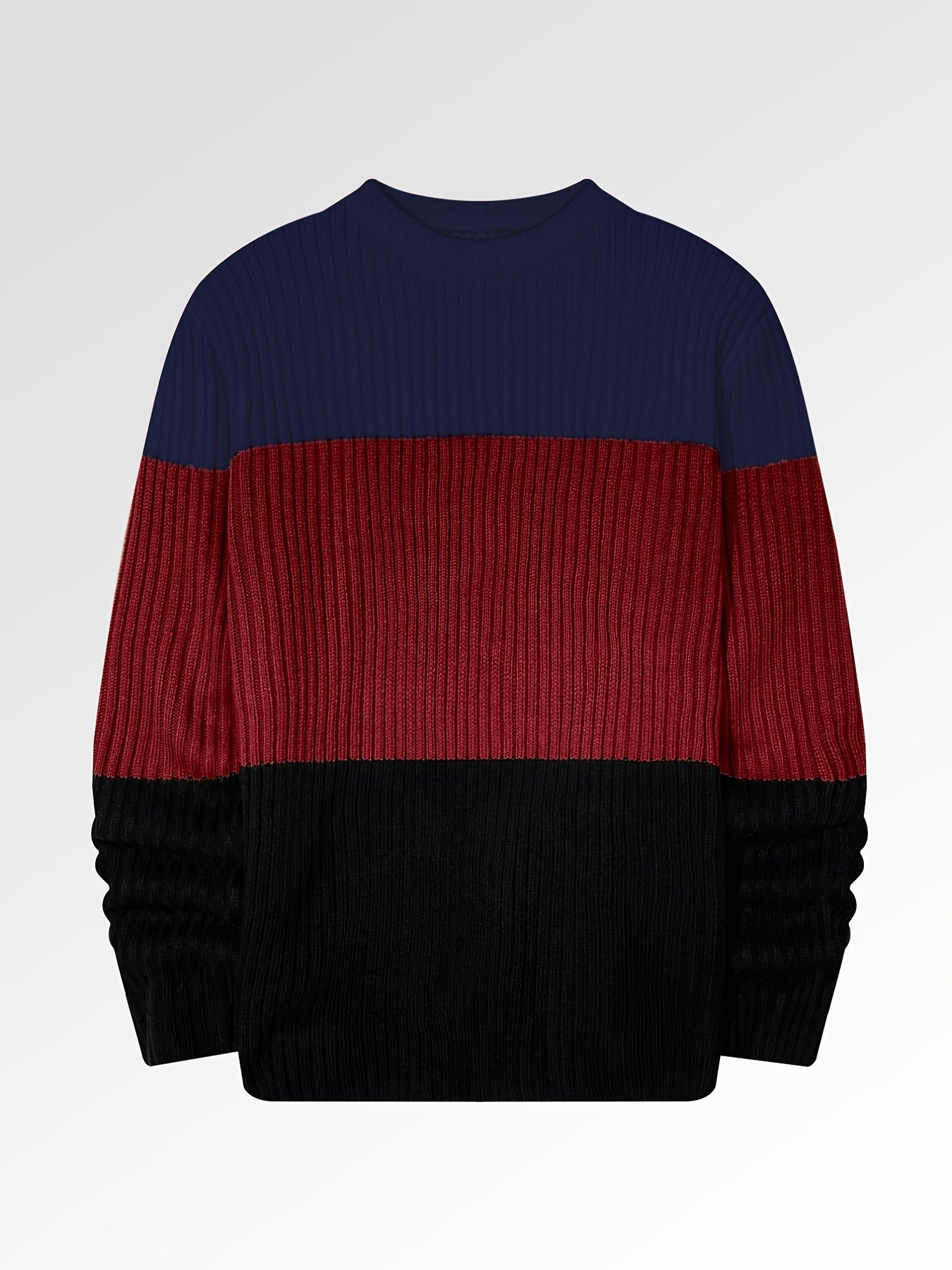 Men's Color Block Crew Neck Pullovers Knit Sweater Top