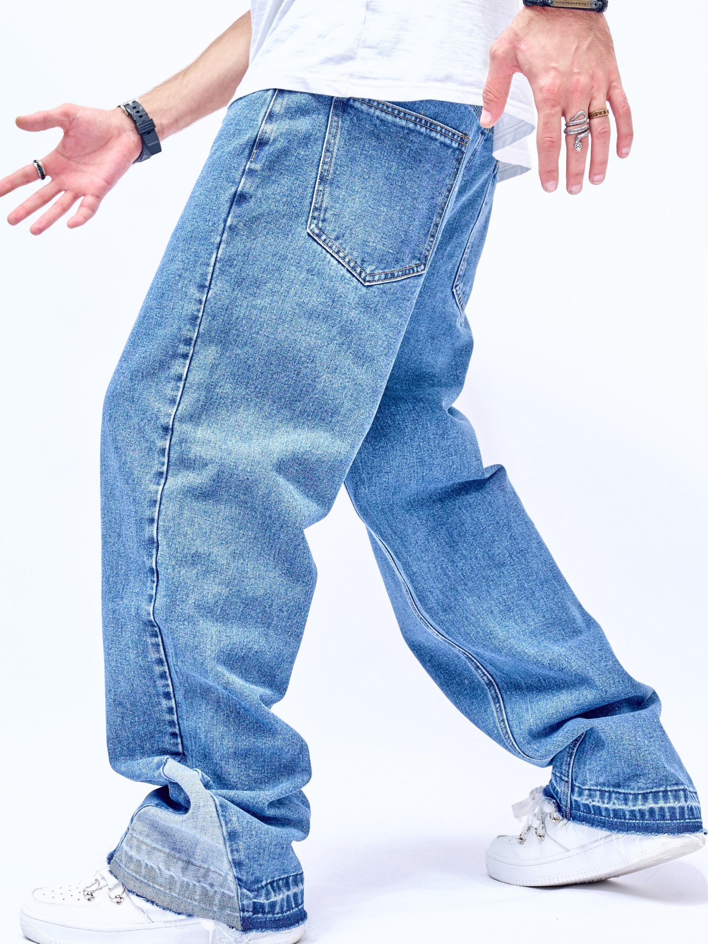 Men's Fashion Hip-Hop Style Wide-Leg Jeans | 2024 New Solid Color American High Street Straight-Leg Pants | Loose Fit Washed Denim Trousers | Casual Essentials