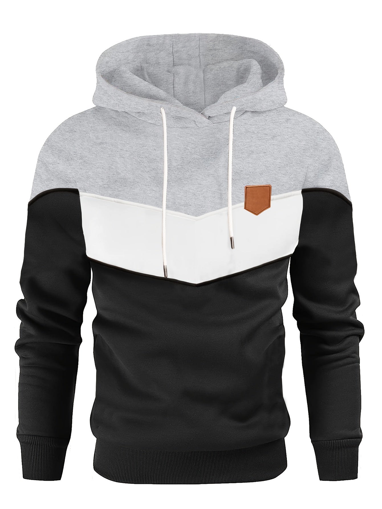 Men's Classic Color Block Hoodie - Durable Knit Pullover, Casual Fit With Kangaroo Pocket for Winter