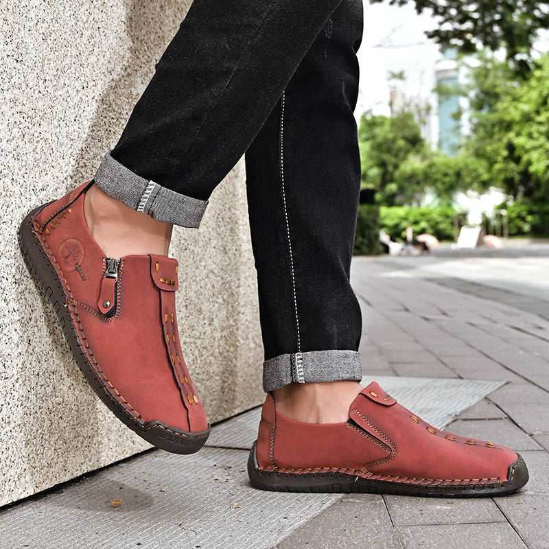 Men's Vintage Lightweight Breathable Handmade Loafer Shoes For Outdoor