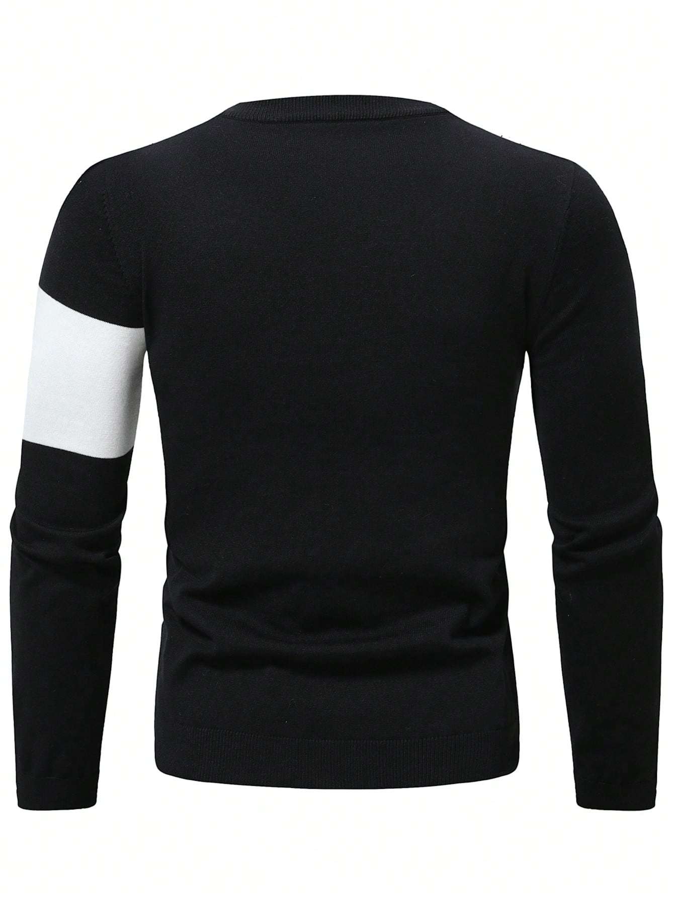 Men's Color Block Knitted Pullover, Casual Long Sleeve Crew Neck Sweater For Fall Winter