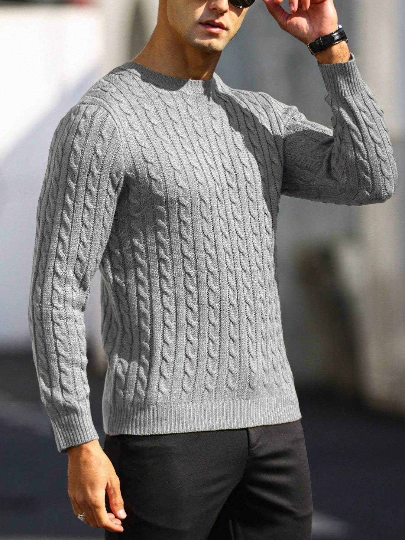 Men's Striped Knitted Pullover, Casual Long Sleeve Slim-fit Crew Neck Sweater For Fall Winter