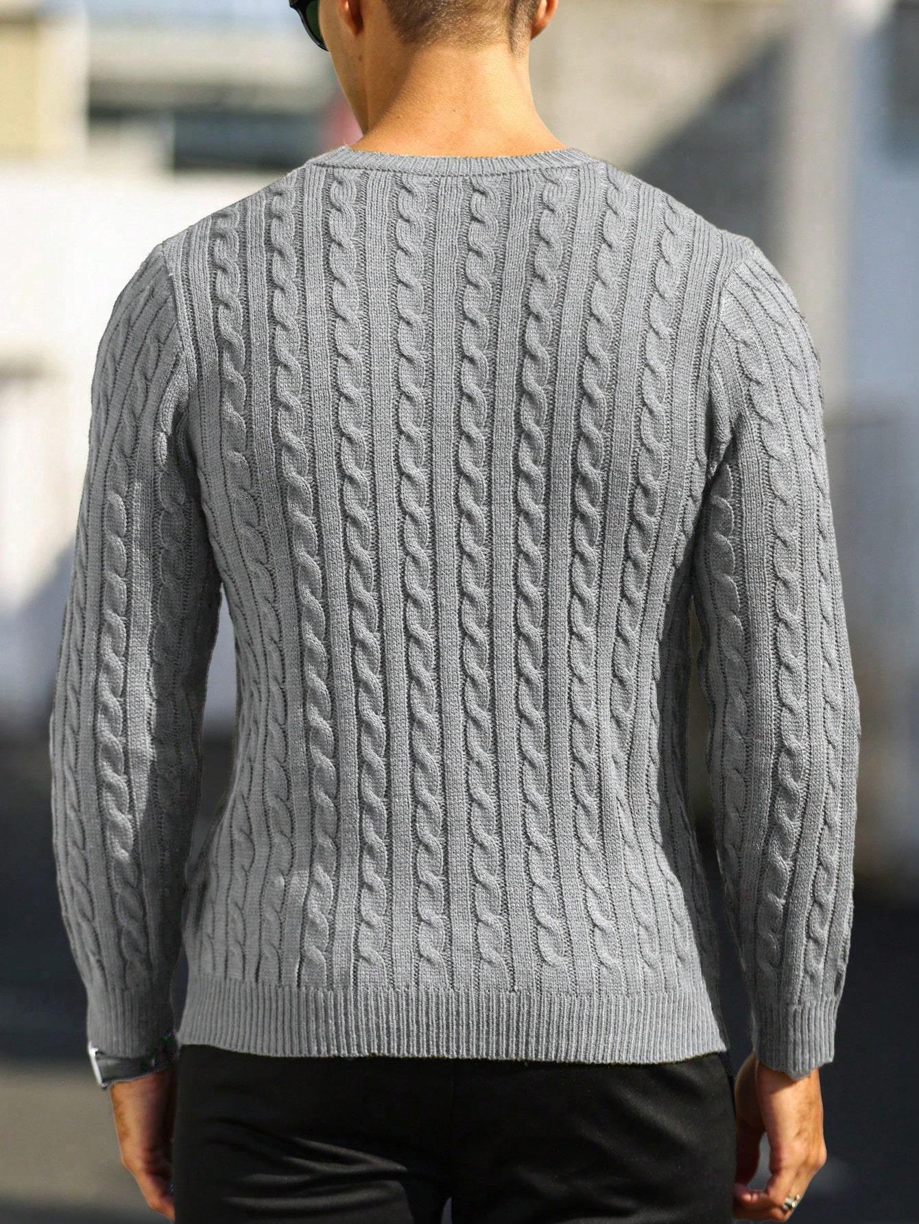 Men's Striped Knitted Pullover, Casual Long Sleeve Slim-fit Crew Neck Sweater For Fall Winter