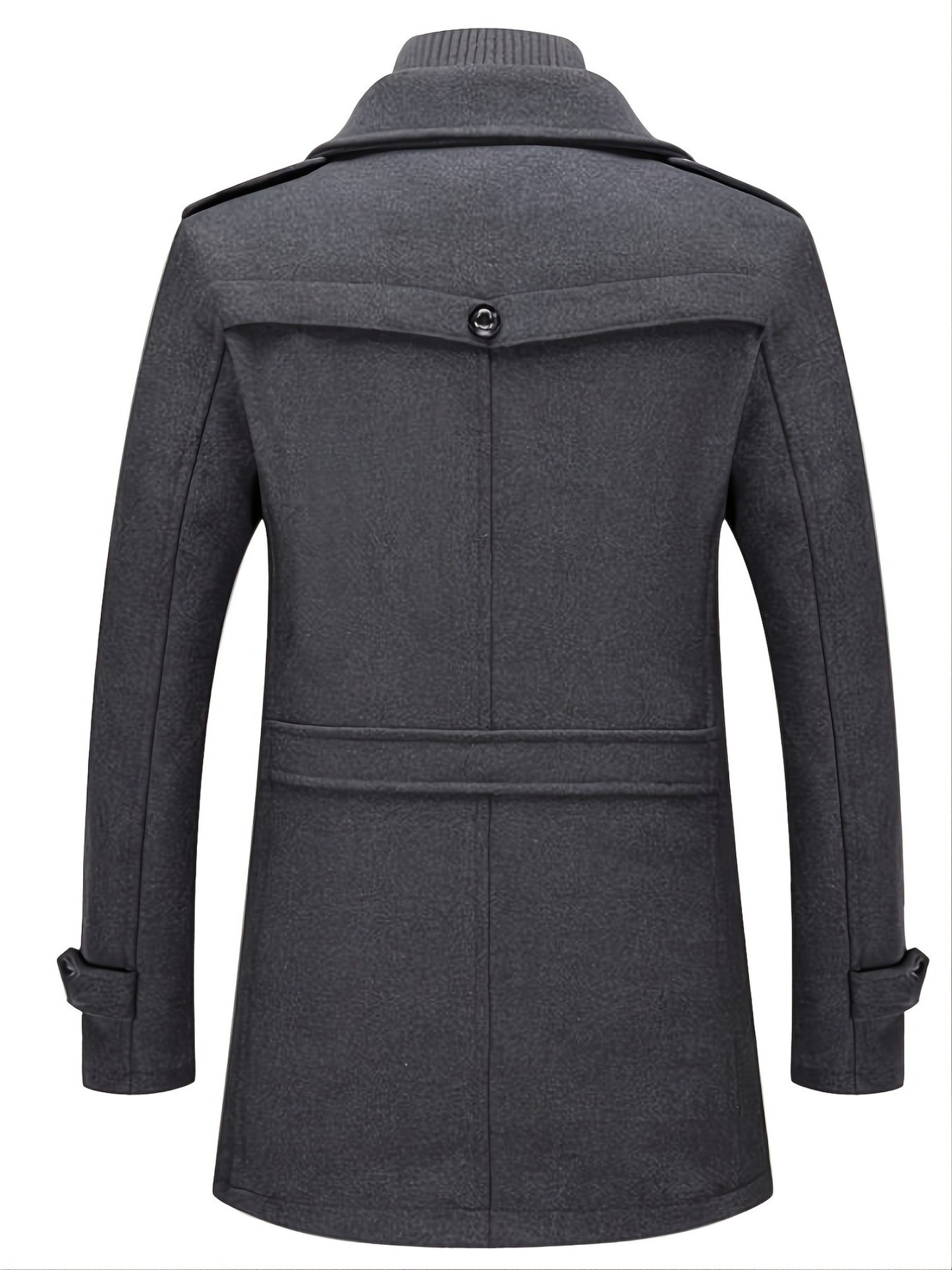 Stylish Mid-Length Double Collar Woolen Coat - Men's Business Fashion Jacket for Autumn/Winter - Wool & Blends - Water-Resistant, Warm, and Breathable