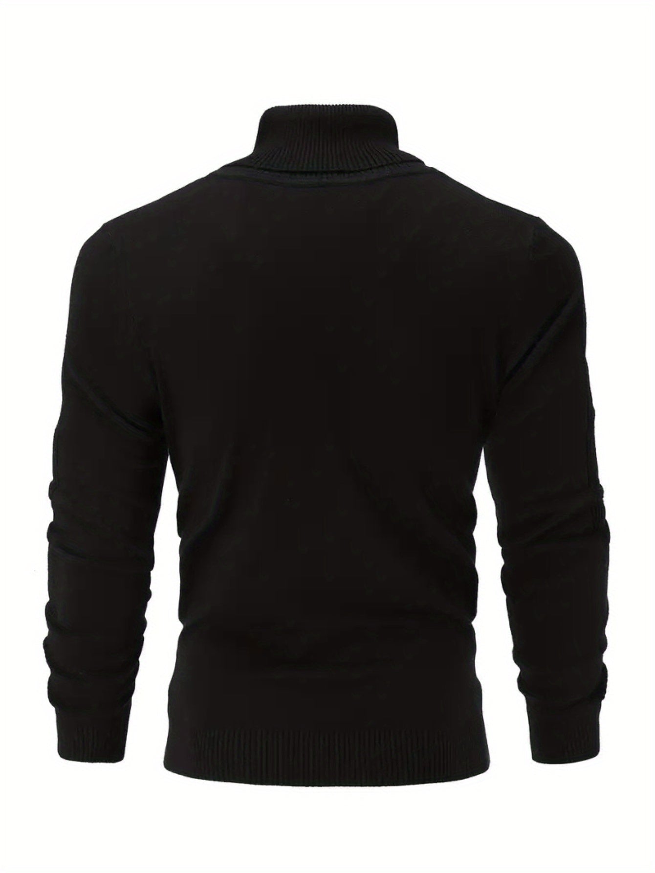 Cozy Fall Winter Essential: Men's Solid Knitted Long Sleeve Turtle Neck Casual Pullover Sweater