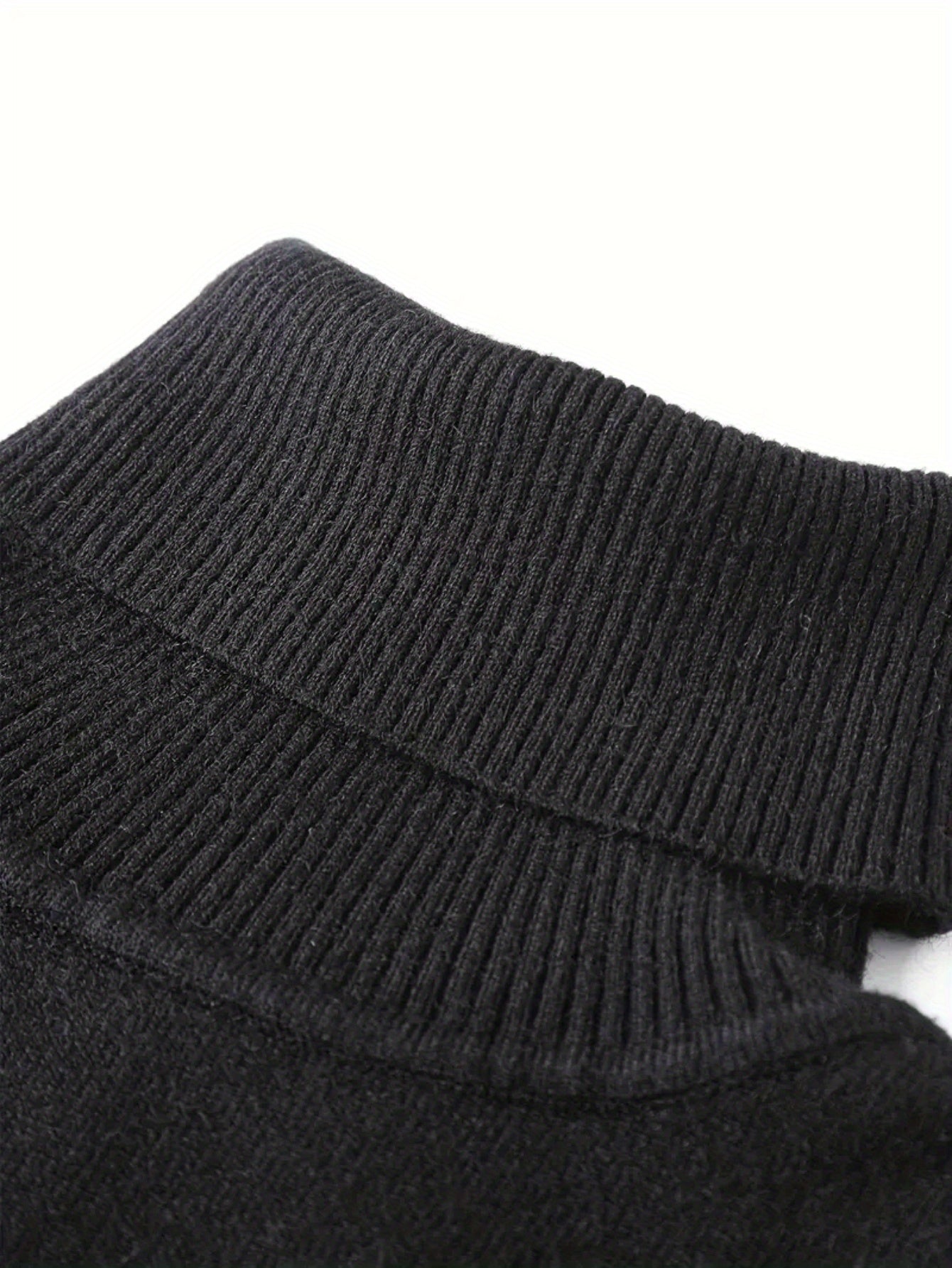 Men's Casual Turtleneck Sweater - Solid Color, Long Sleeve Knit Pullover for Fall/Winter