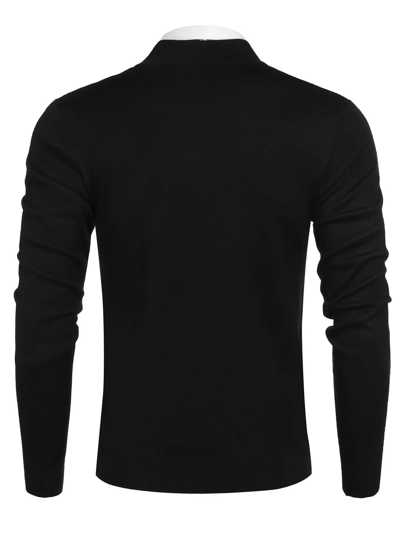 Men's Solid Color Half-Zip Knit Sweater, Casual Pullover with Small Stand Collar, Stretch Fabric, Regular Fit, for Autumn/Winter Season