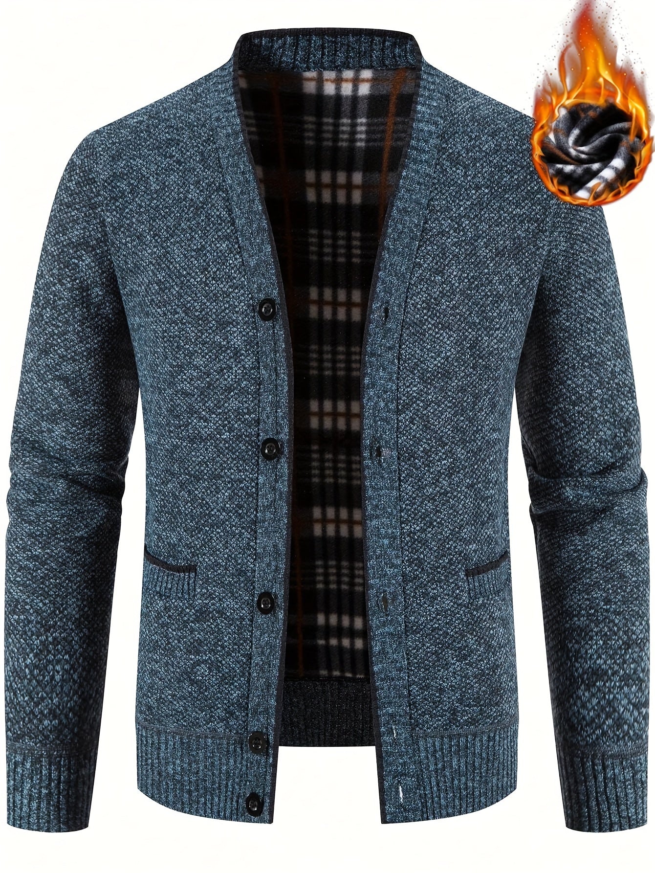 Elegant Slightly Stretch Retro Cardigan, Men's Casual Vintage Style V Neck Button Up Cardigan Sweater Coat For Fall Winter