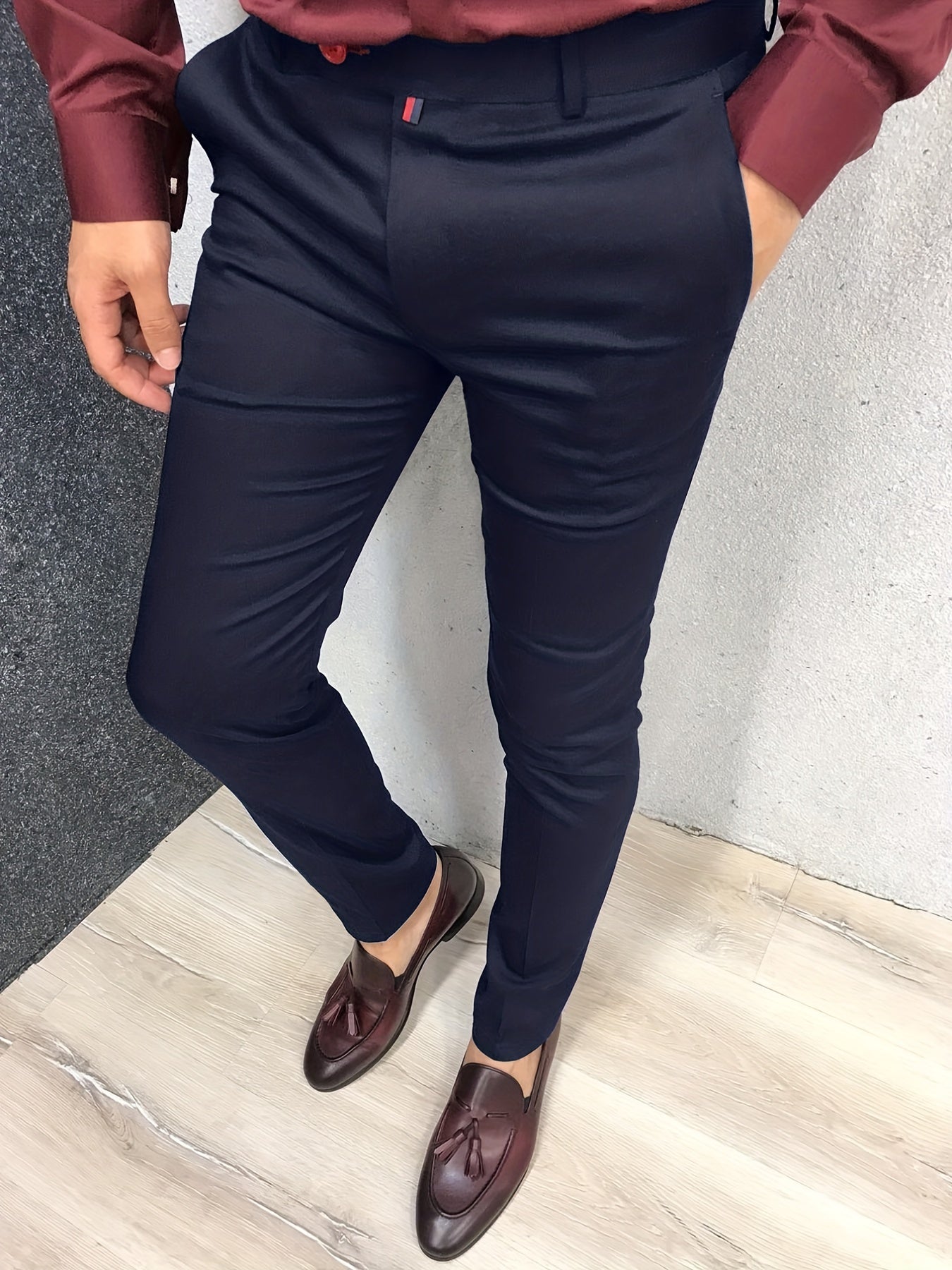 Timeless Slim Fit Elegant Dress Pants - Soft Slightly Stretch Fabric, Classic Design, Semi-Formal Solid Colors, Four-Season Versatility, Business Banquet Party Essential, Old Money Style, Comfortable Wear for Men