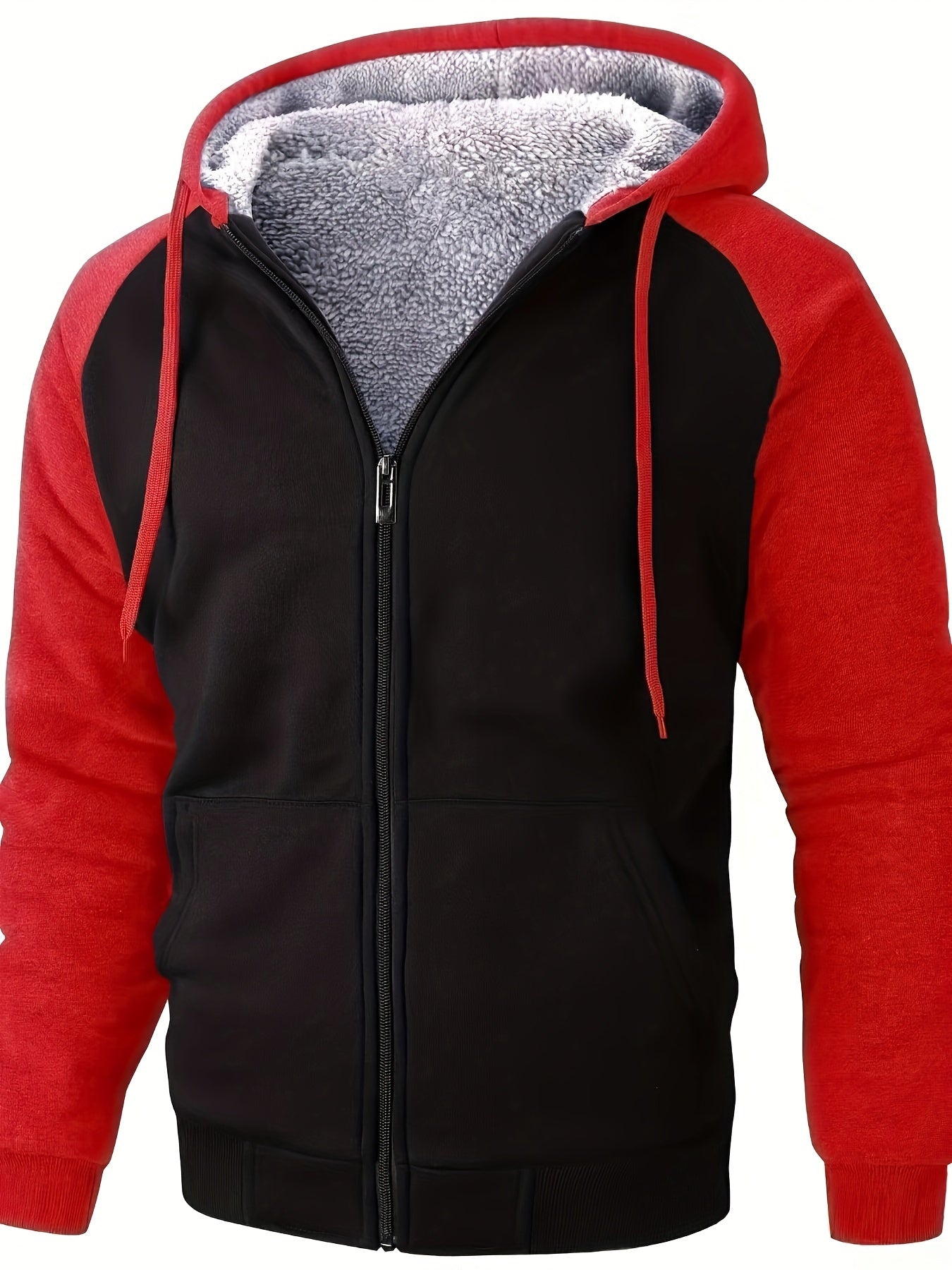 Cozy Autumn Winter Hooded Fleece Jacket - Fashion Hoodies with Contrast Color, Long Sleeve, Zip Up, Warm, Comfy, Outdoors and Sports Wear - Perfect for Casual Daily Life