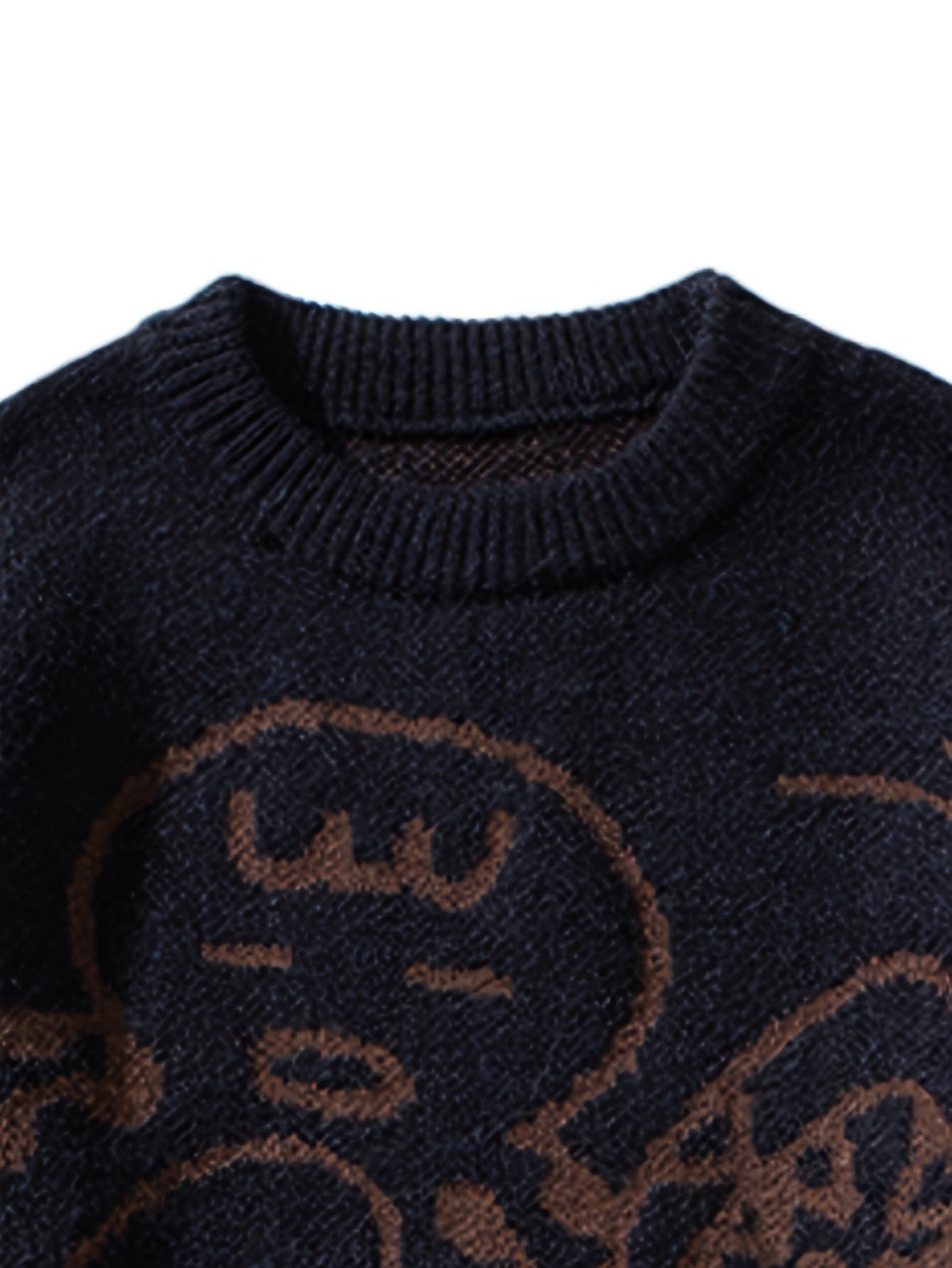 Cozy Fall Winter Essential: Men's Cartoon Graphic Print Knitted Long Sleeve Crew Neck Casual Sweater