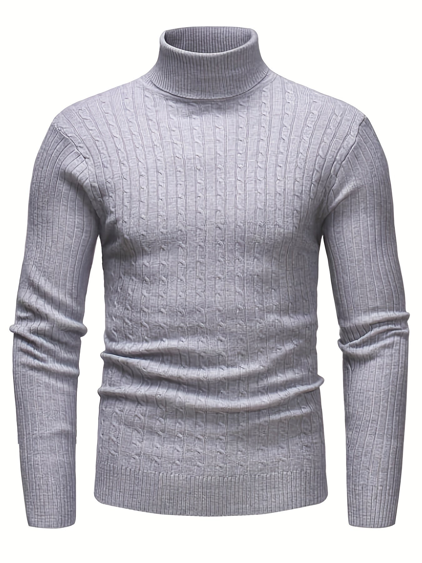 All Match Knitted Solid Sweater, Men's Casual Warm High Stretch Turtleneck Pullover Sweater For Men Fall Winter, Old Money Style