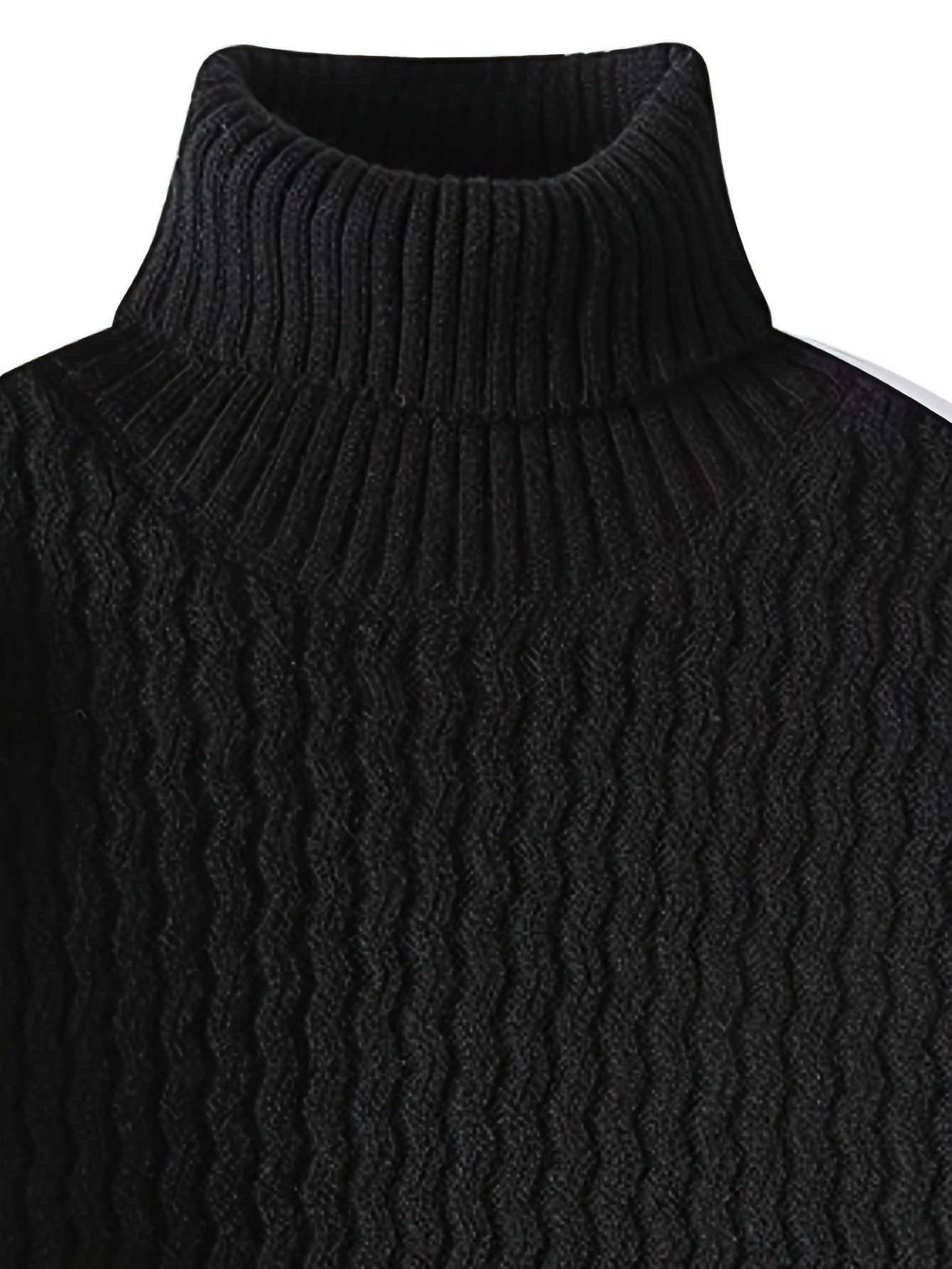 Cozy Solid Striped Knit Pullover Sweater - Men's Casual Long Sleeve Turtle Neck for Fall Winter - Soft, Warm, and Breathable