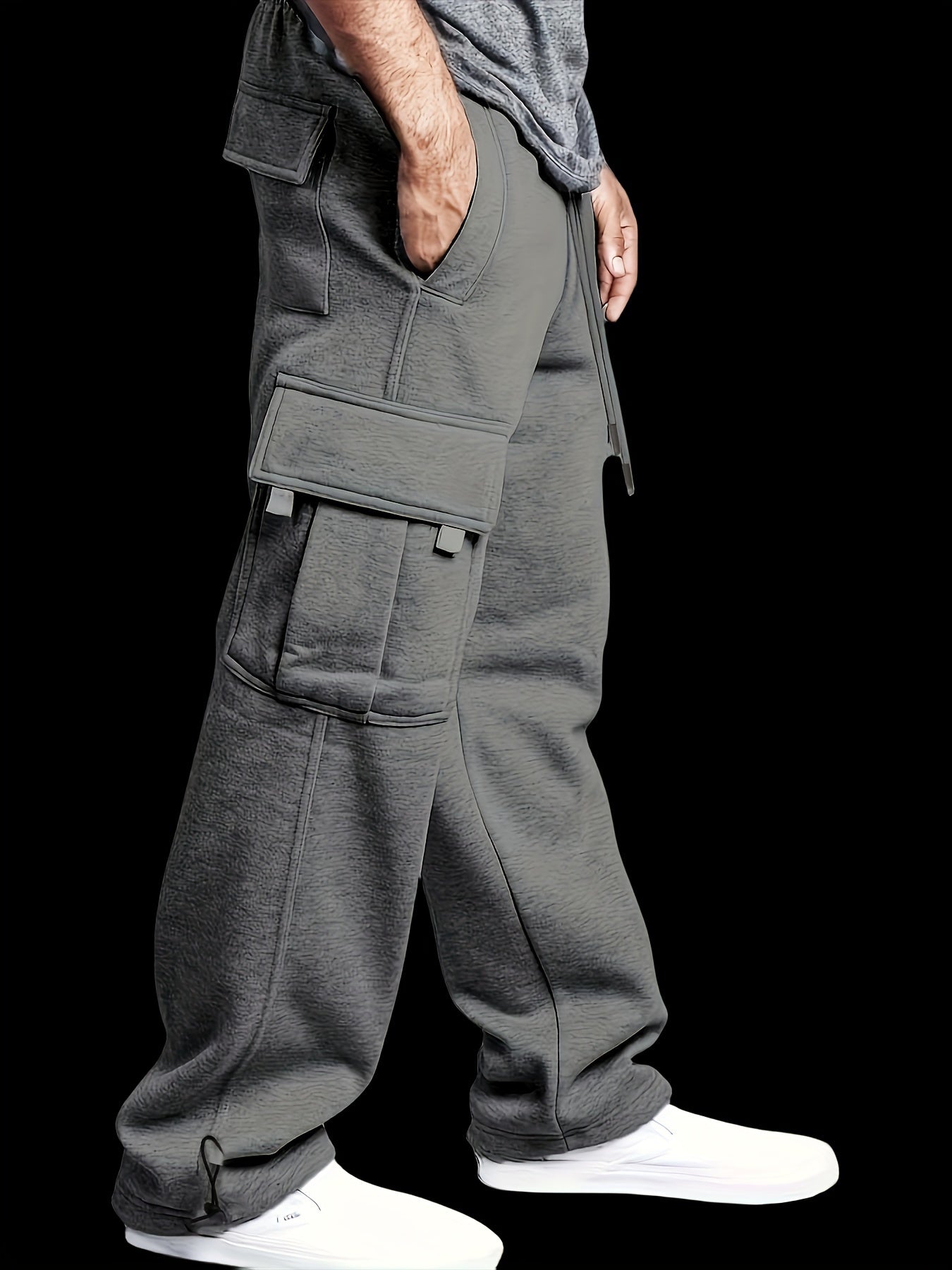 FORUWISH  -  Mens Casual Cargo Pants with Stylish Flap Pockets - Drawstring Waist & Straight Leg - Perfect for Autumn-Summer Outdoor Wear