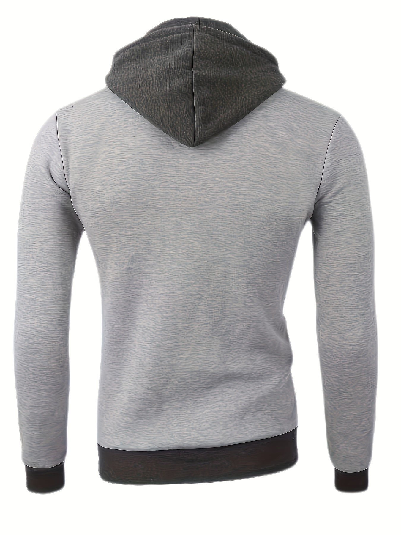 Men's Color Block Hooded Jacket - Thick, Zippered, Long Sleeve - Sporty Casual Wear for Spring & Fall